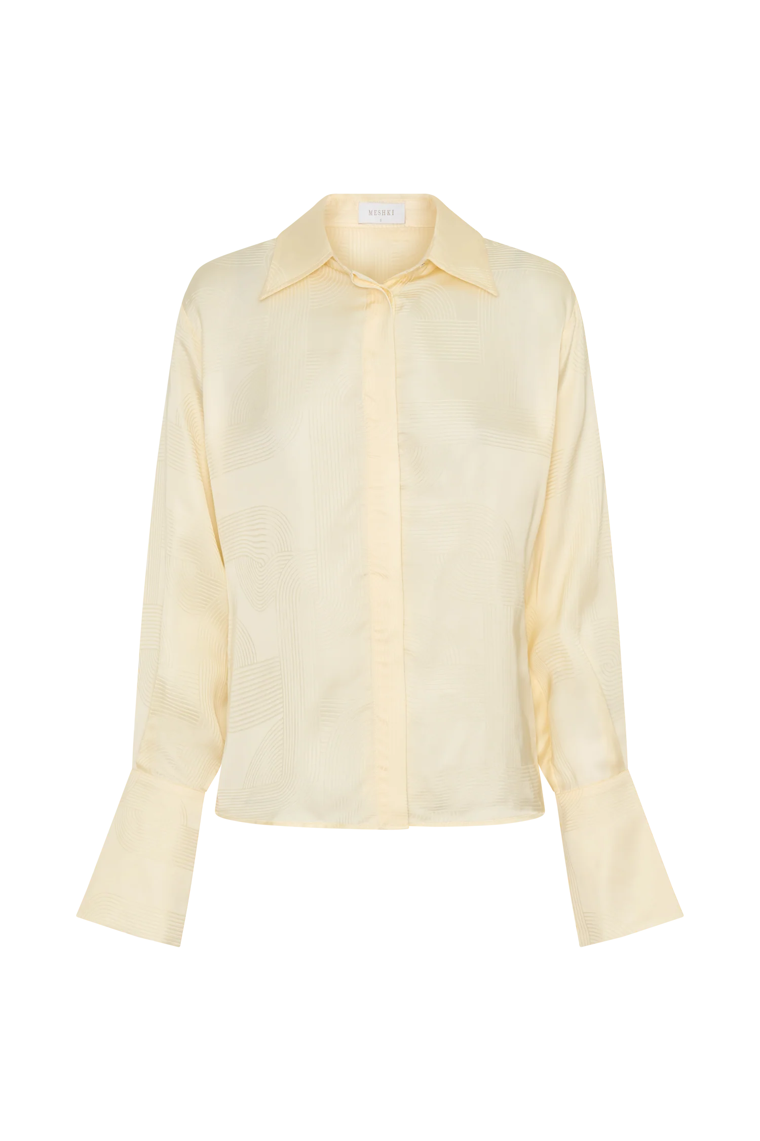 Gia Long Sleeve Satin Shirt - Buttermilk - Image 6