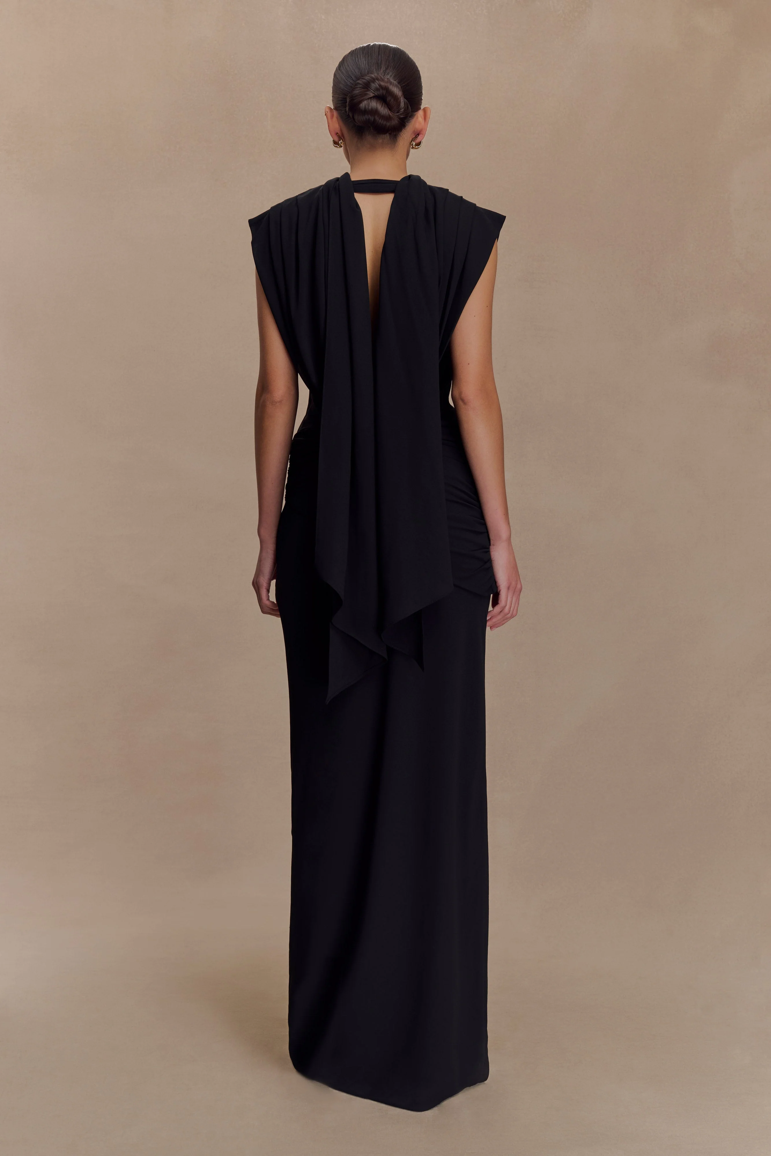 Giulia Chiffon Draped Maxi Dress - Black - Image 2