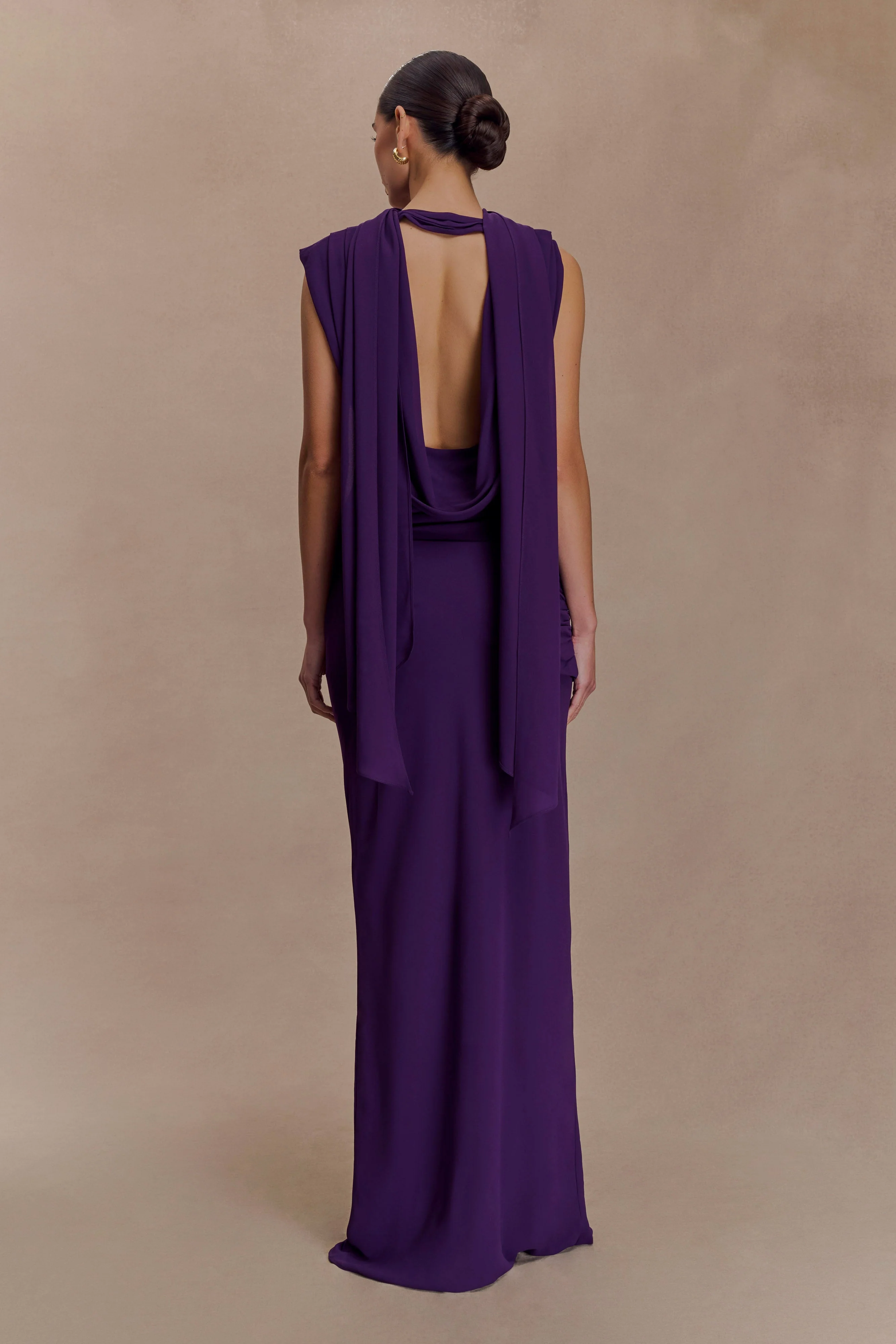 Giulia Chiffon Draped Maxi Dress - Purple - Image 3
