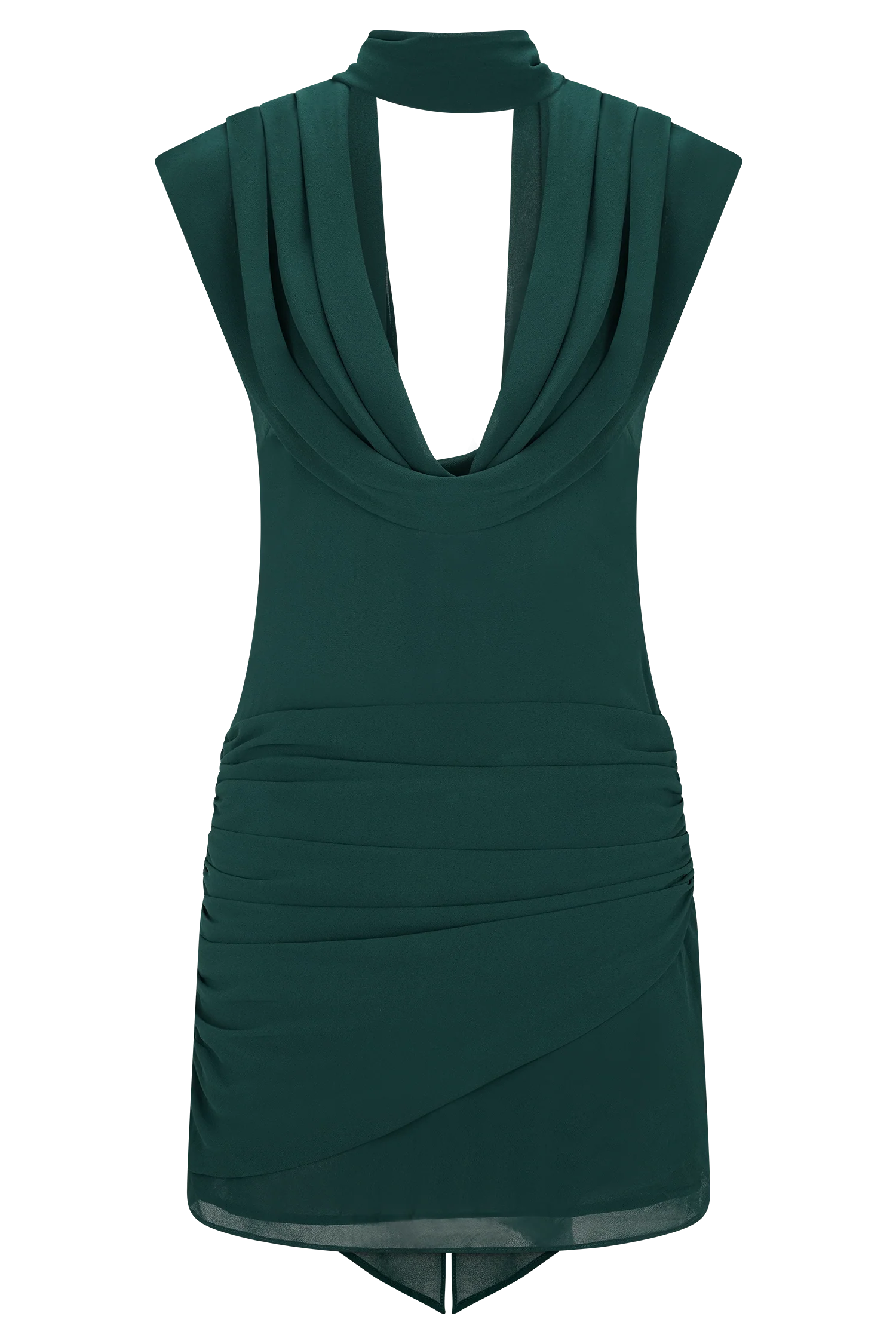 Giulia Chiffon Draped Mini Dress - Dark Emerald - Image 9