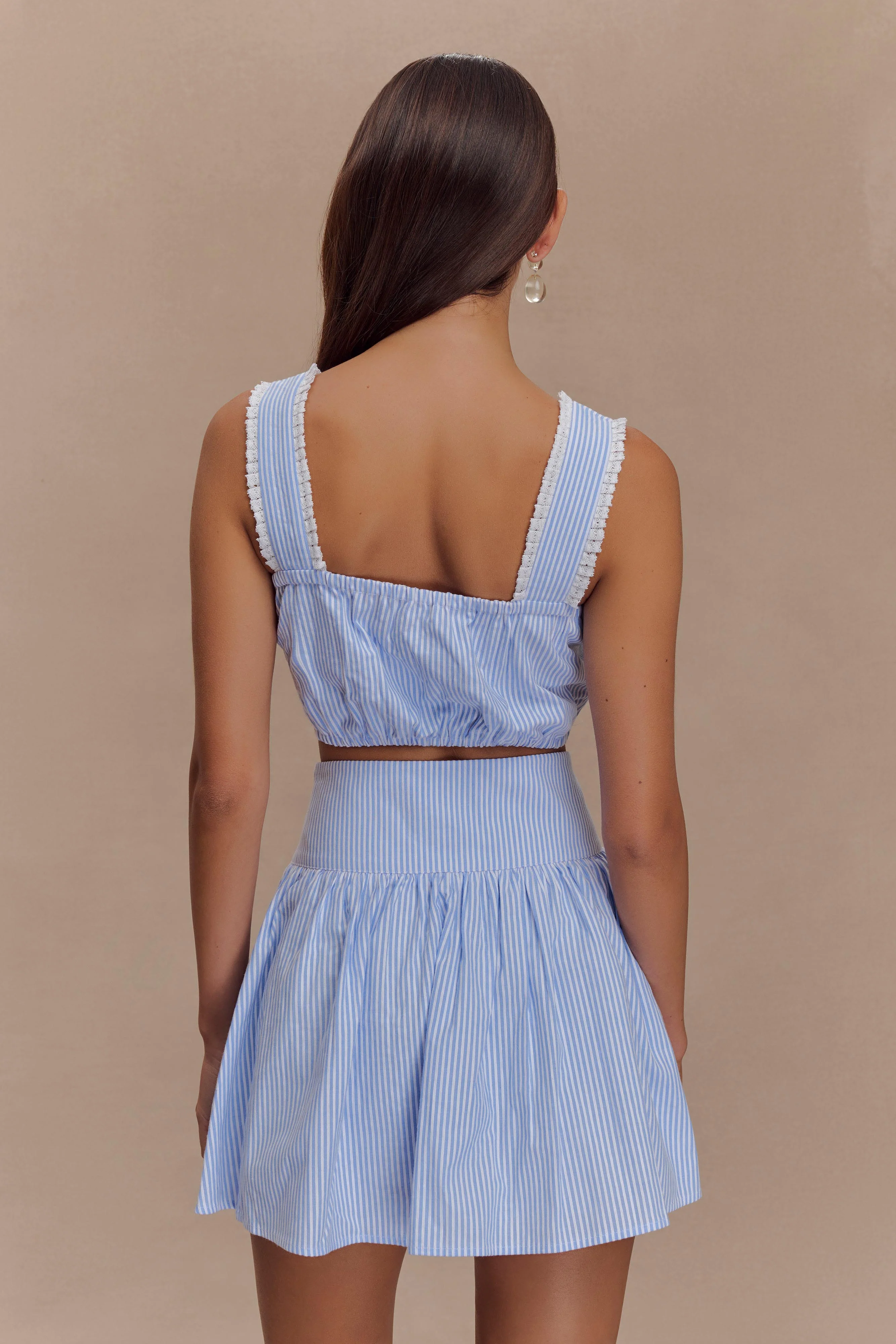 Gretel Sleeveless Crop Top - Blue Pinstripe - Image 2