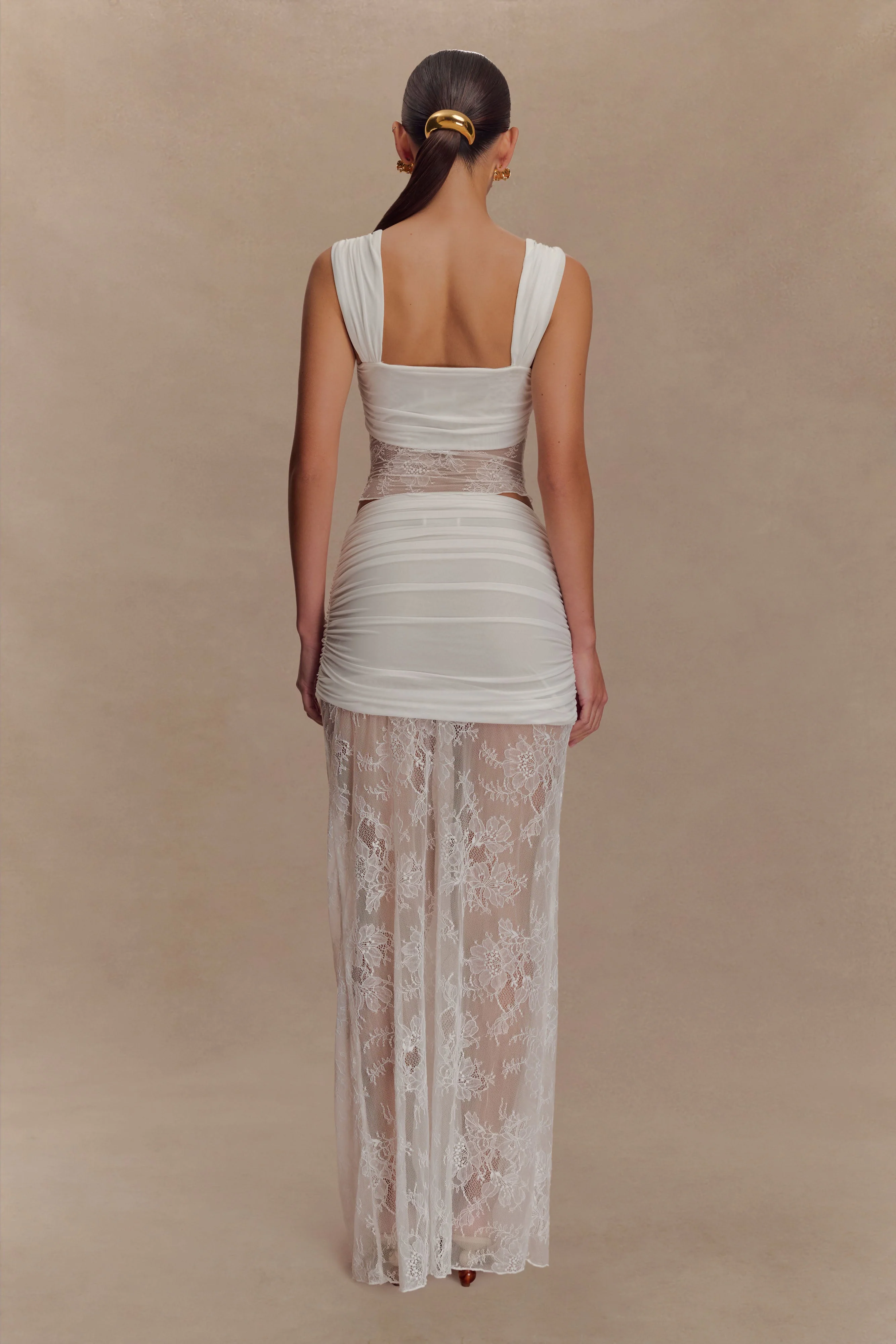 Guinevere Lace And Mesh Top - Ivory - Image 6