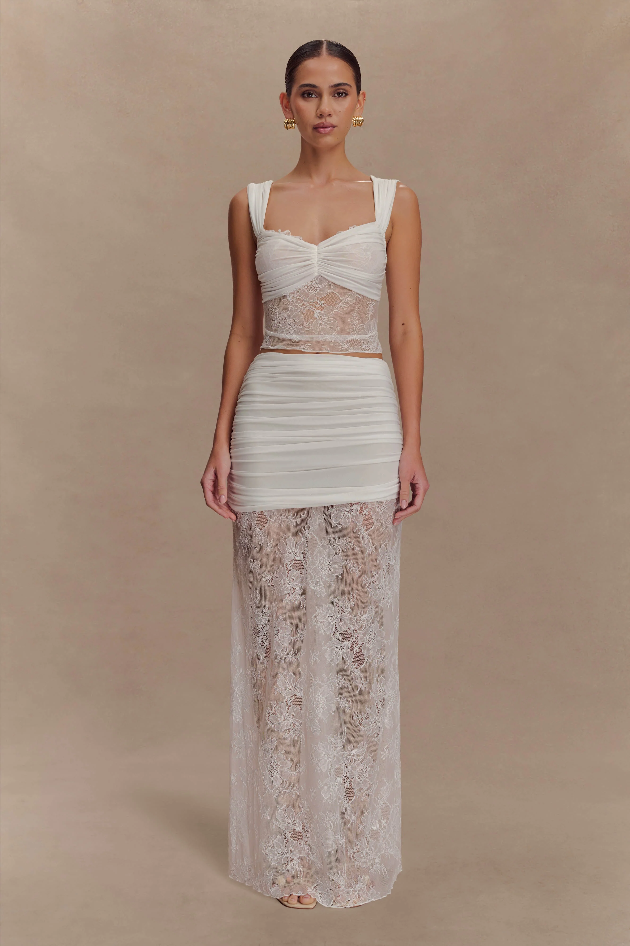 Guinevere Lace And Mesh Top - Ivory - Image 7