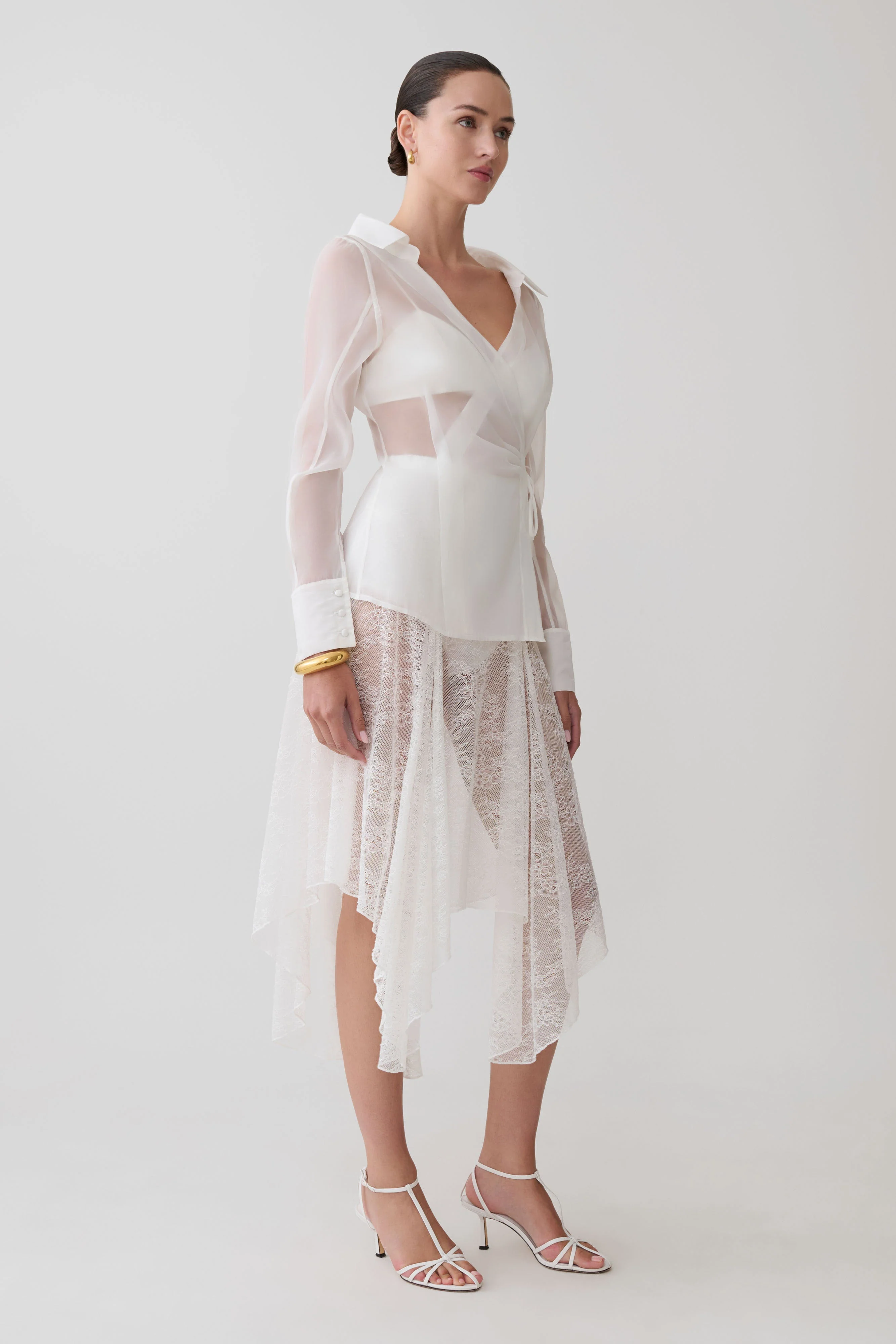 Haime Lace Hankie Midi Skirt - Ivory - Image 6