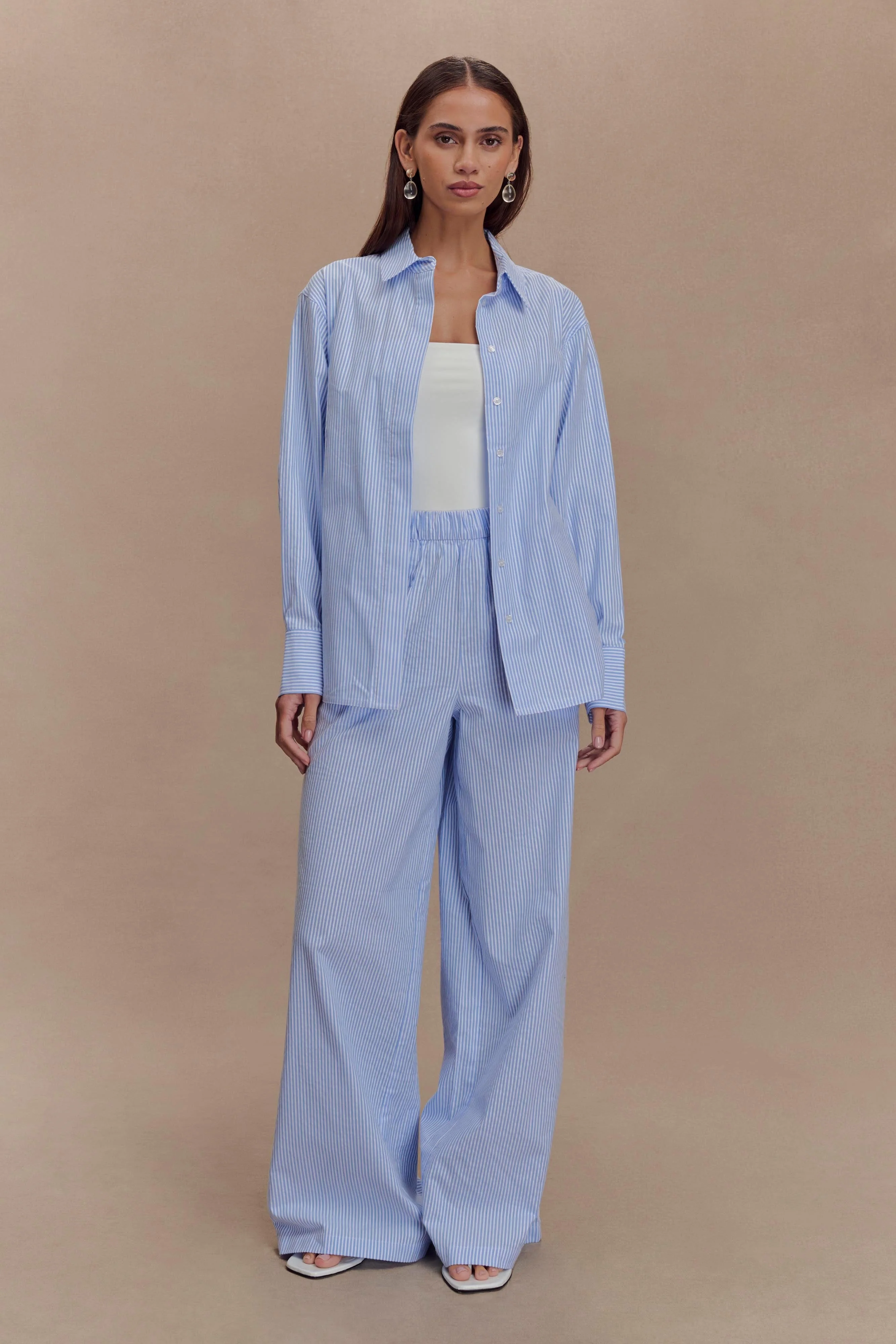 Hansen Wide Leg Pants - Blue Pinstripe - Image 6