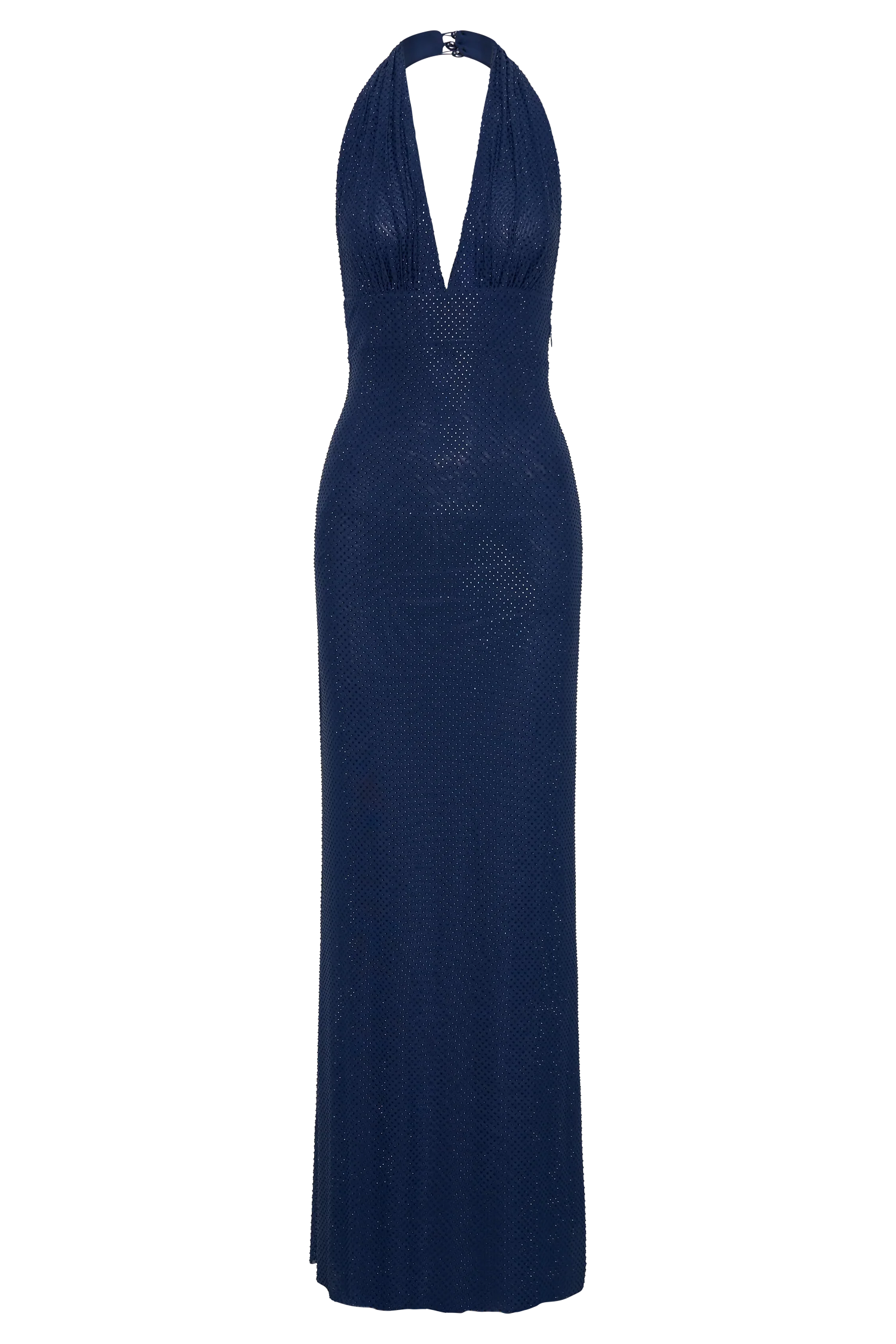 Harriet Halter Neck Diamante Maxi Dress - Navy - Image 11