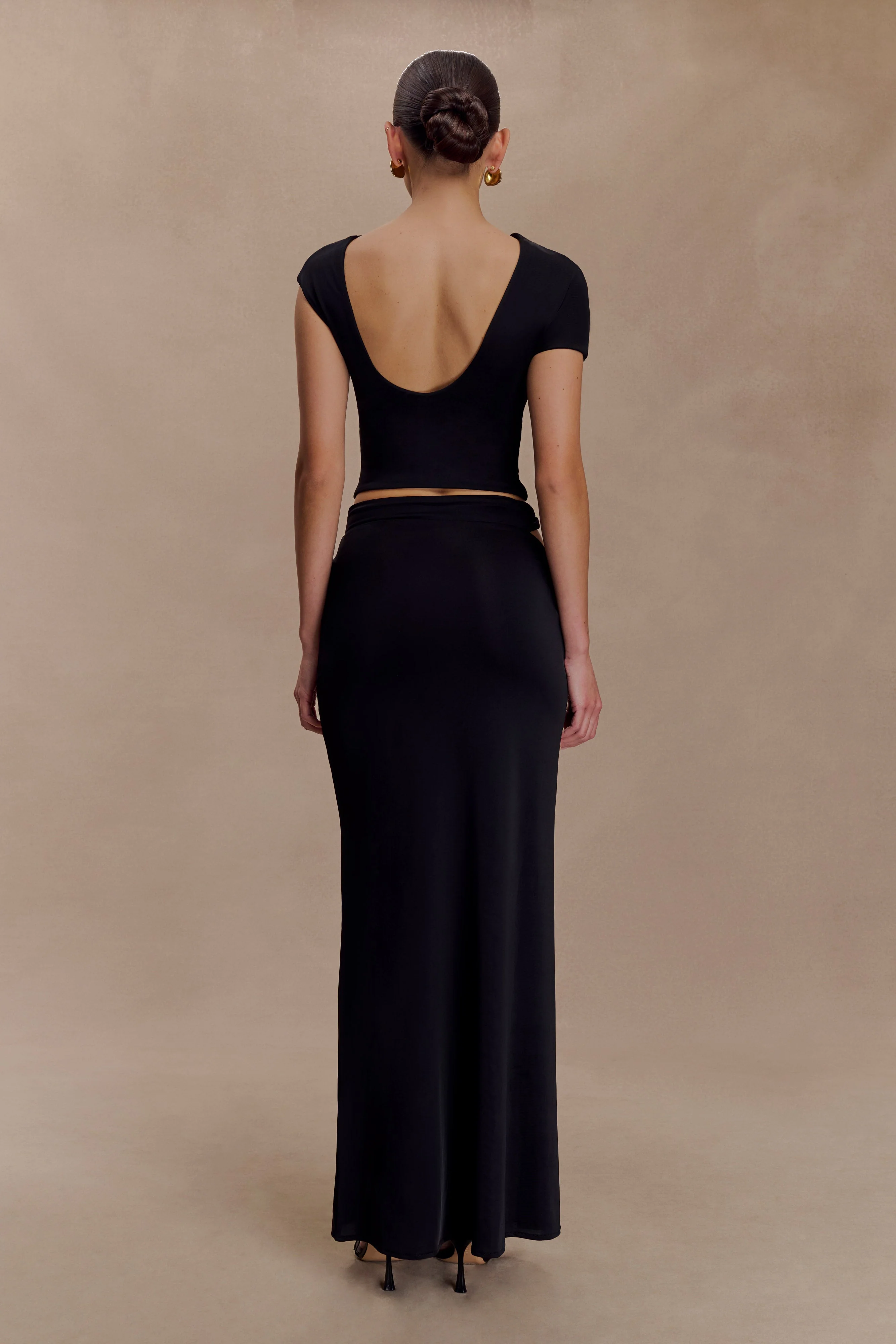 Haven Slinky Twist Midi Skirt - Black - Image 3