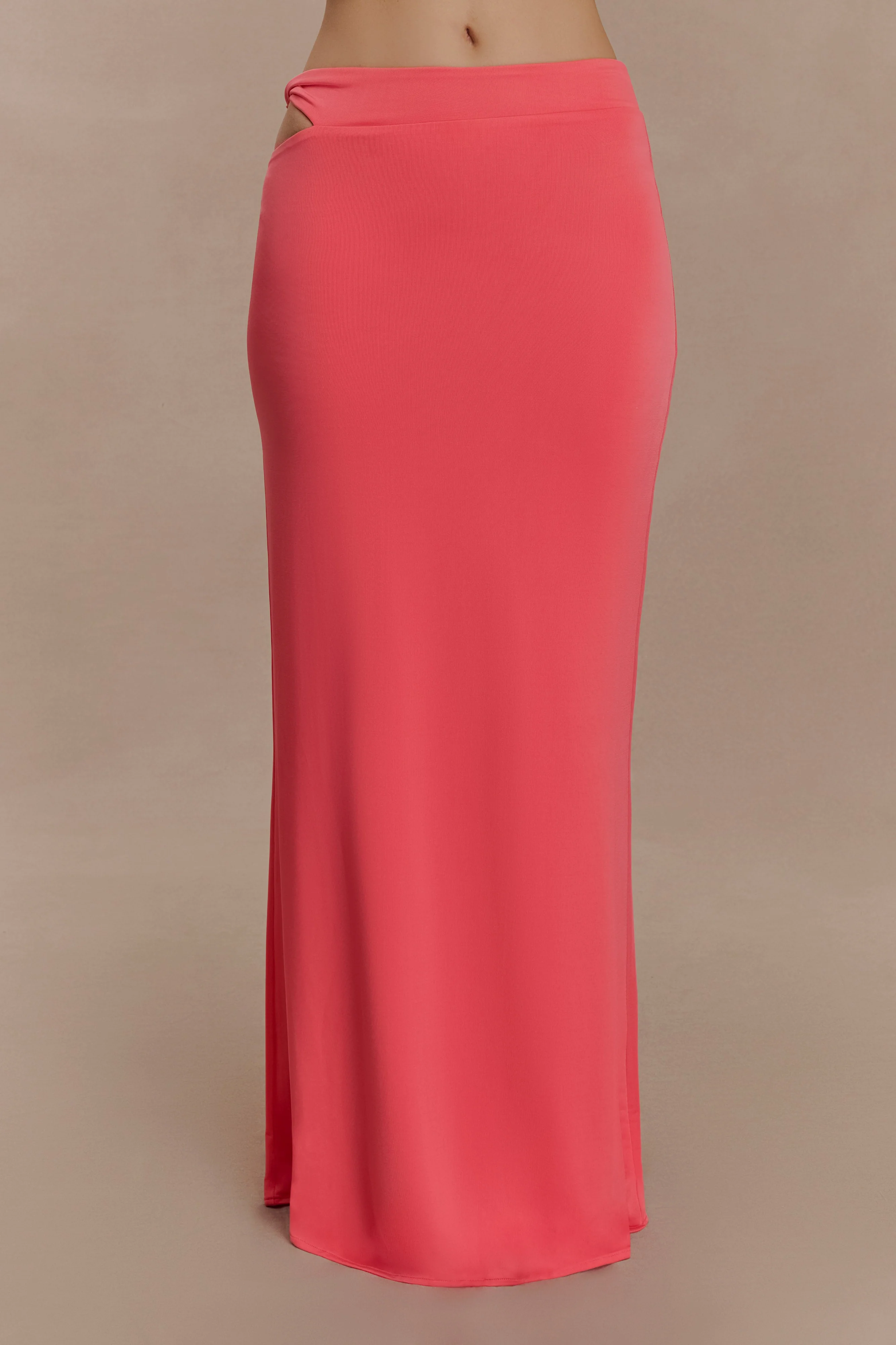 Haven Slinky Twist Midi Skirt - Coral - Image 7