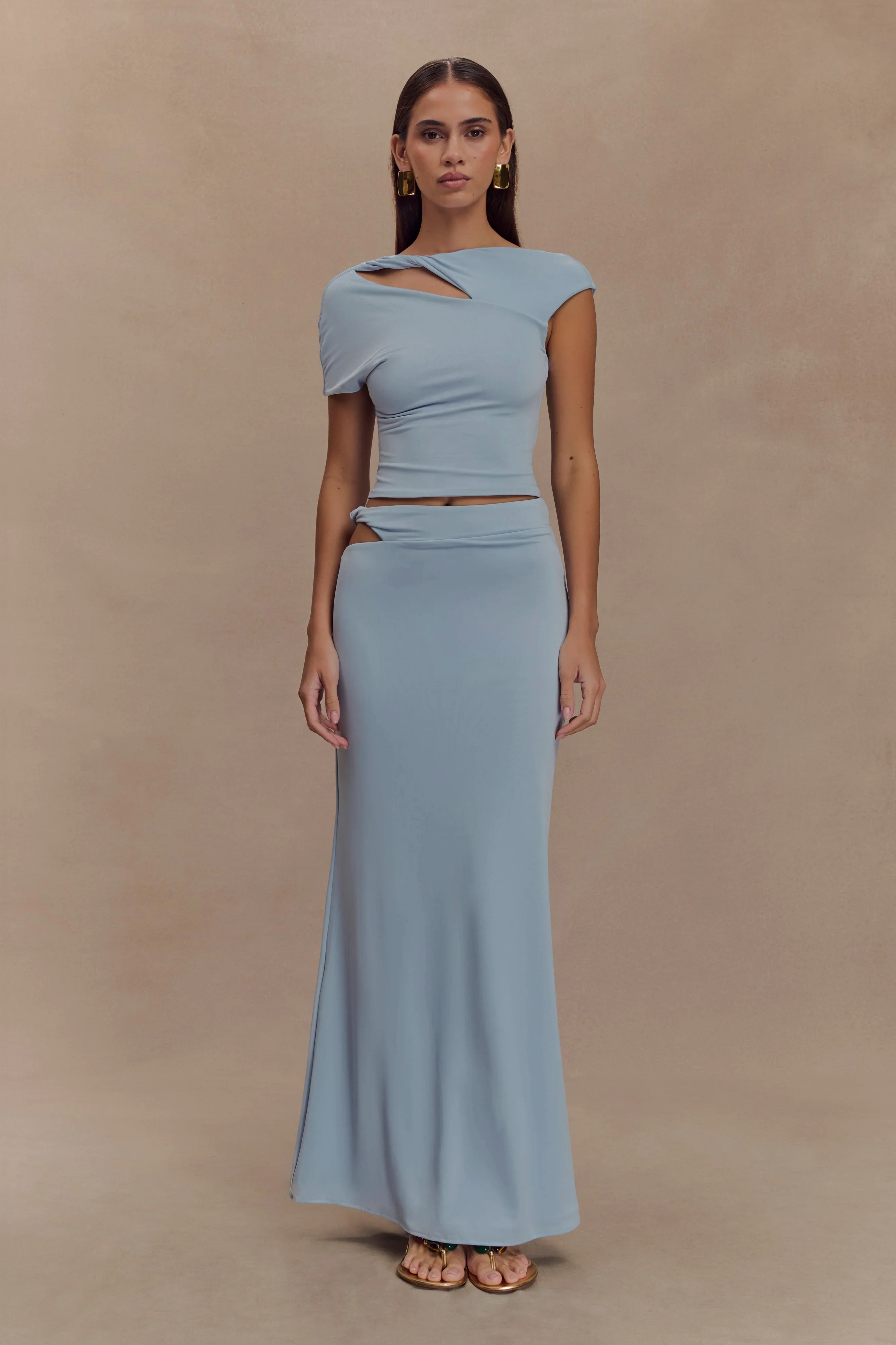 Haven Slinky Twist Midi Skirt - Pale Blue - Image 7