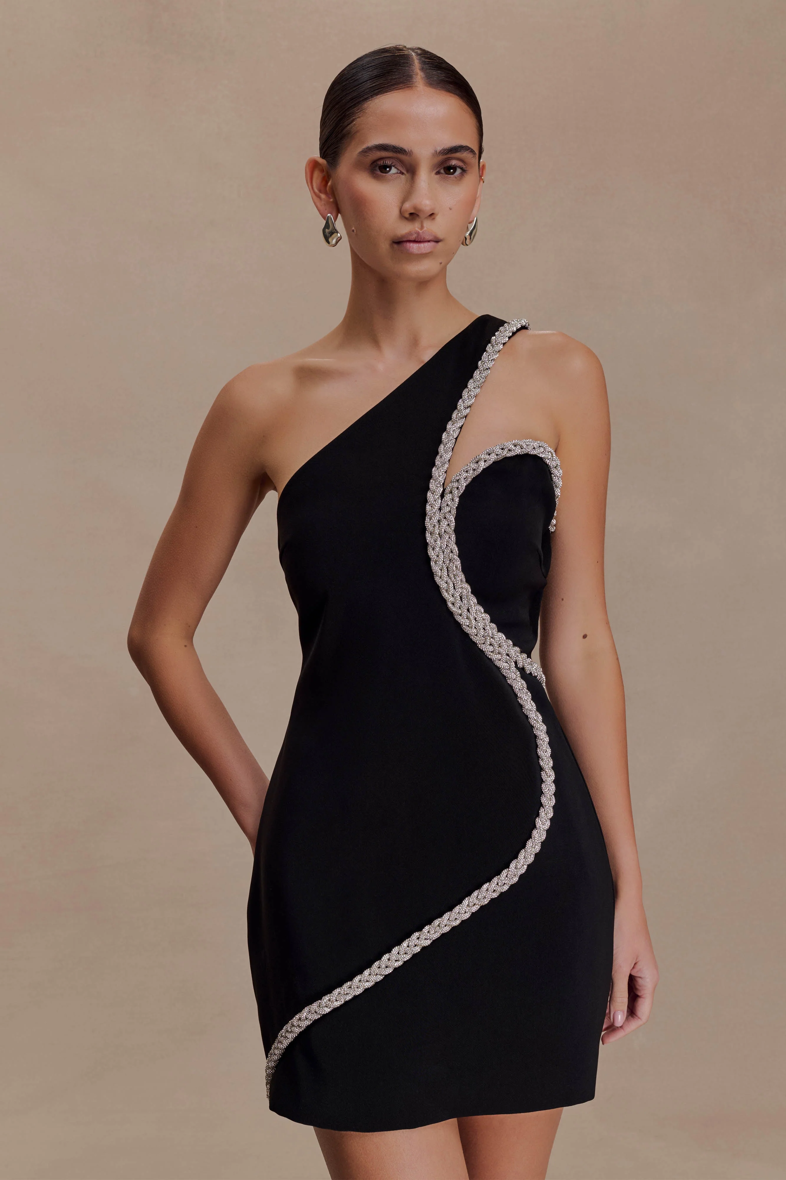 Eleonora Diamante Trim Mini Dress - Black - Image 4