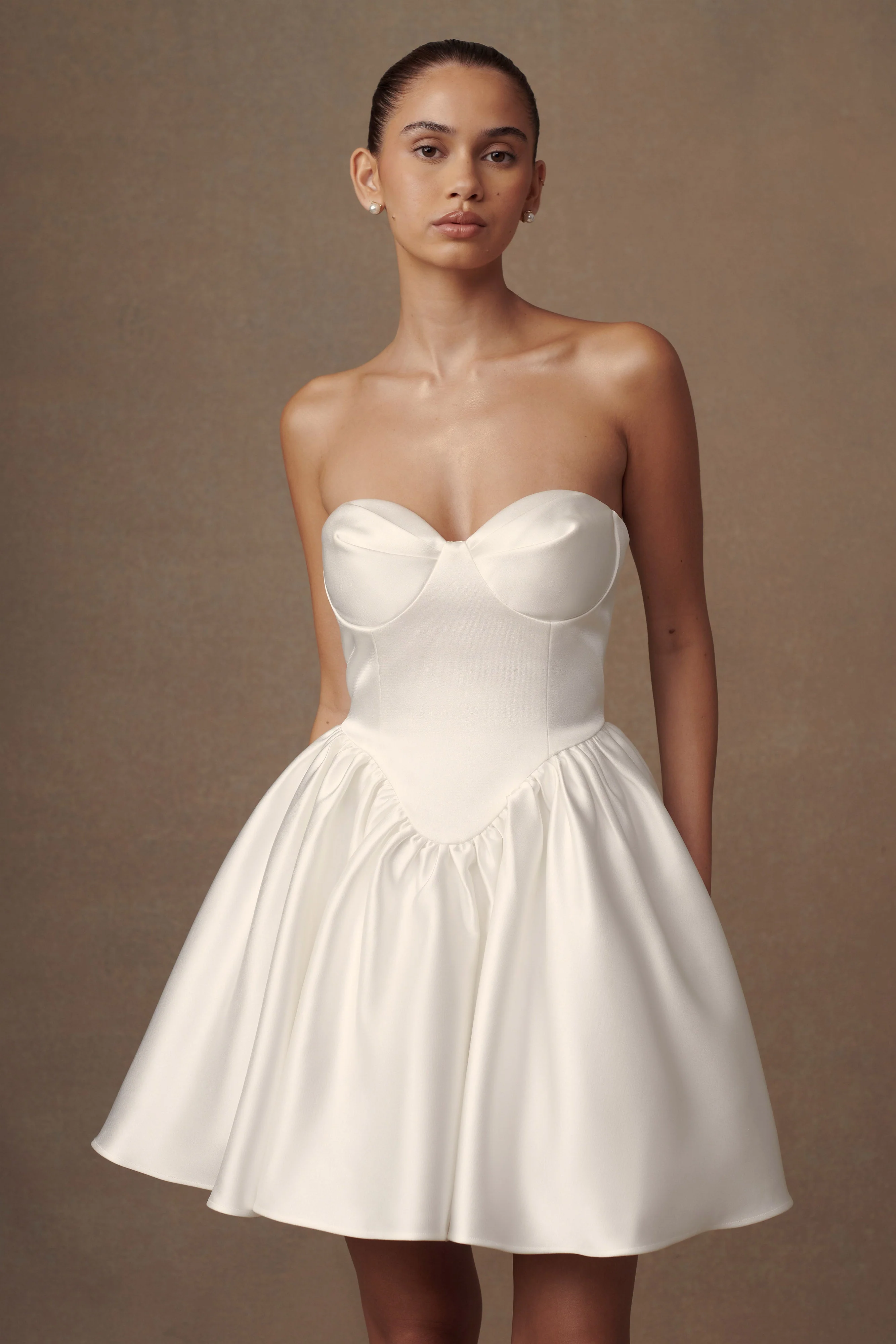 Hollie Structured Corset Mini Dress - White - Image 4