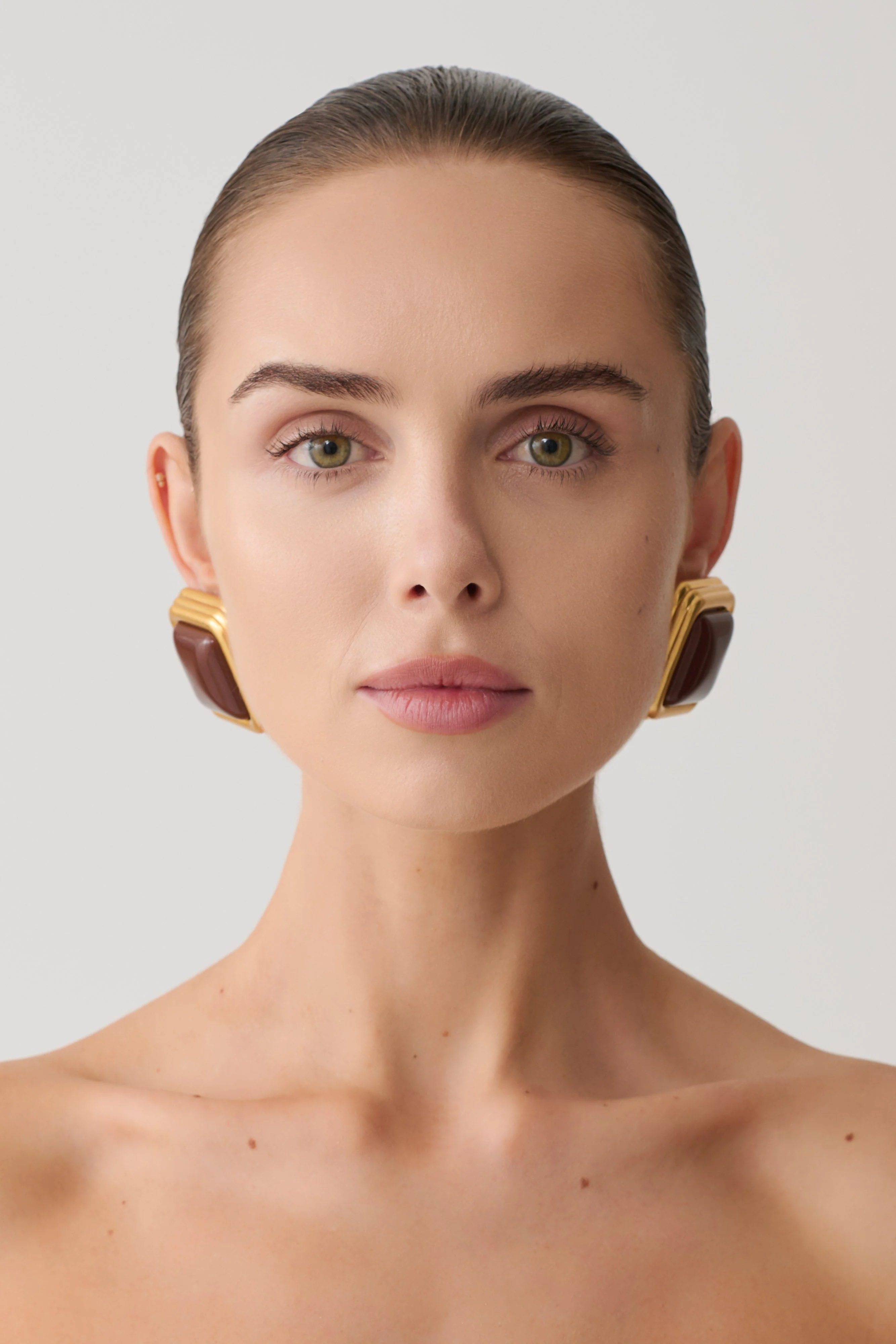 Inaya Square Stud Earring - Gold - Image 3