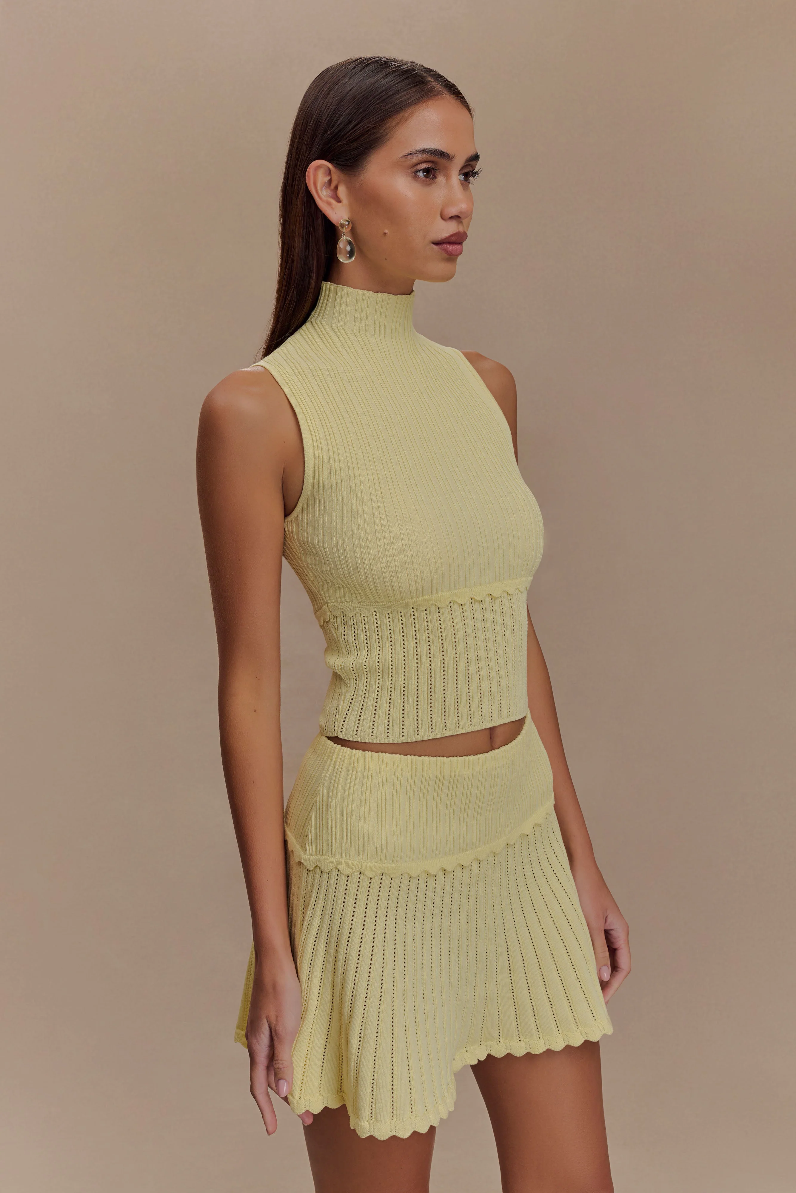 Indy Pointelle Knit Top - Lemon - Image 3