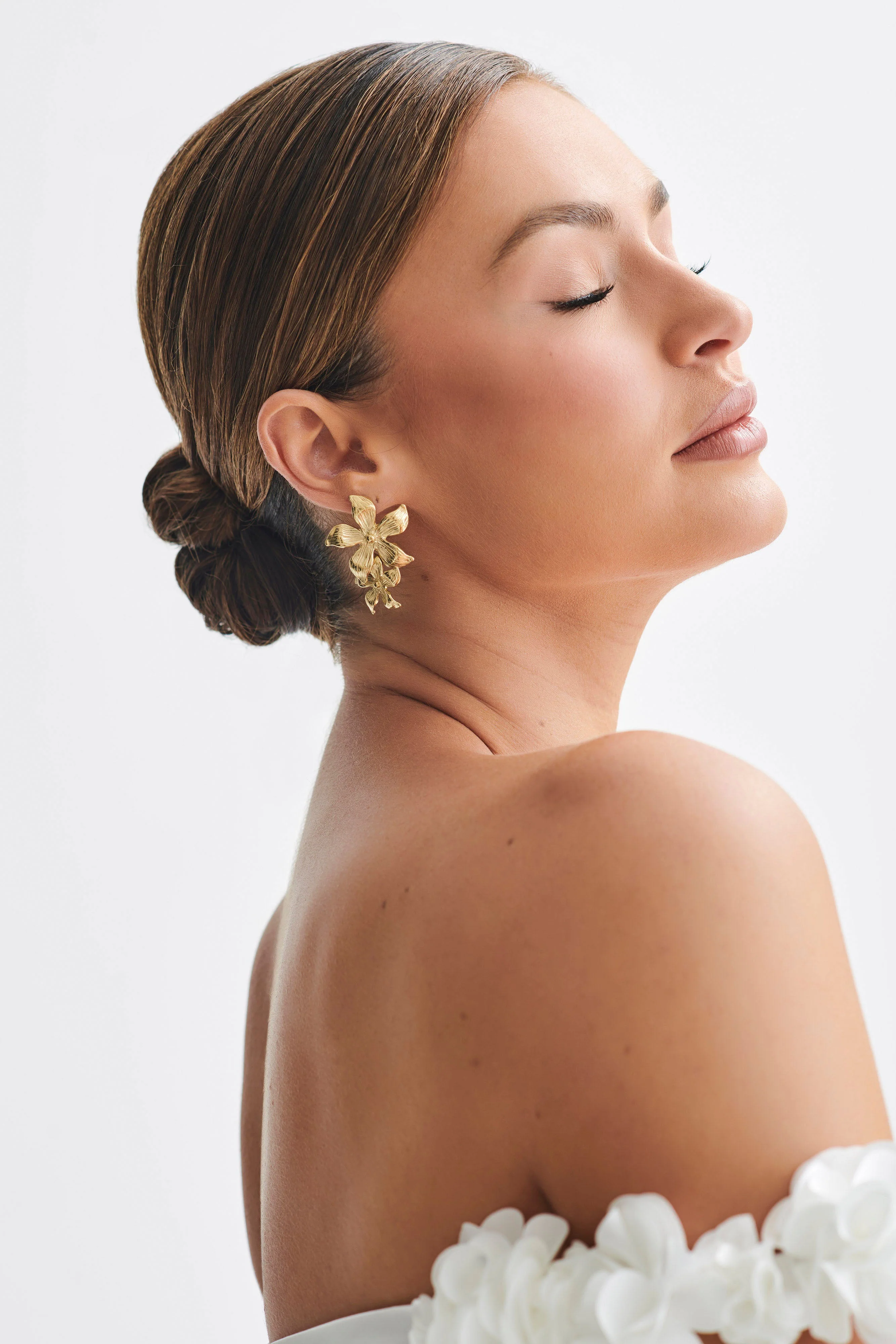 Infatuated Drop Flower Earrings - Gold - Image 4