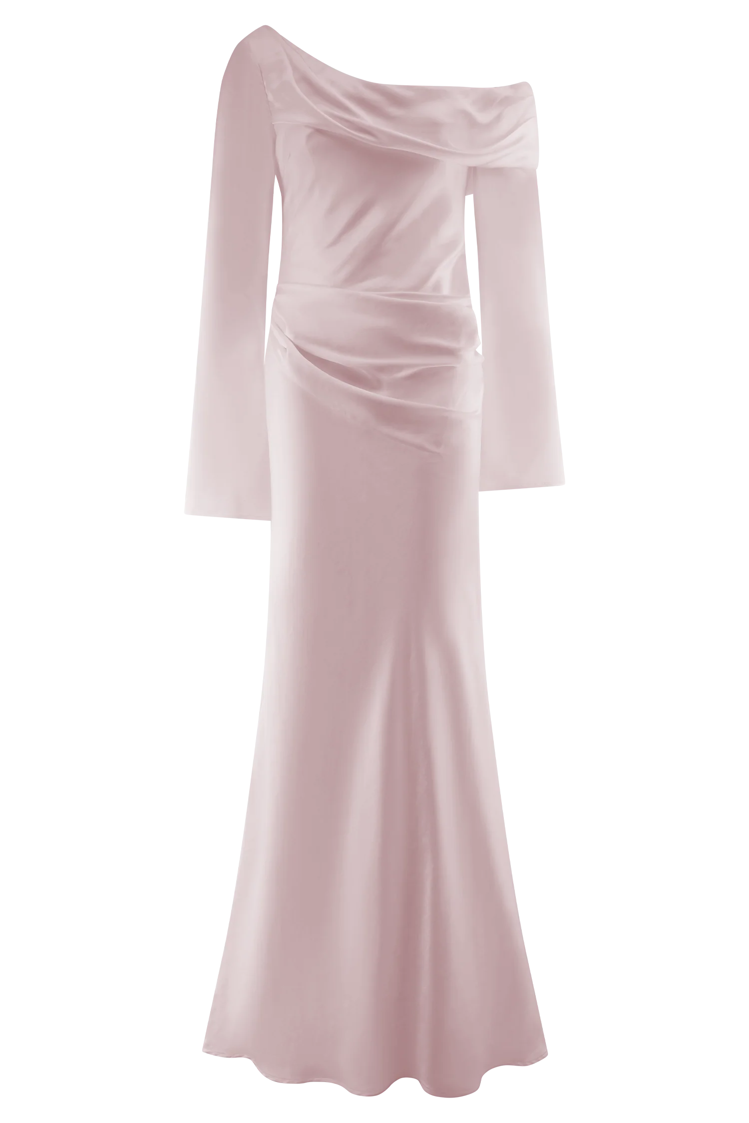 Iris Long Sleeve Satin Maxi Dress - Soft Pink - Image 11