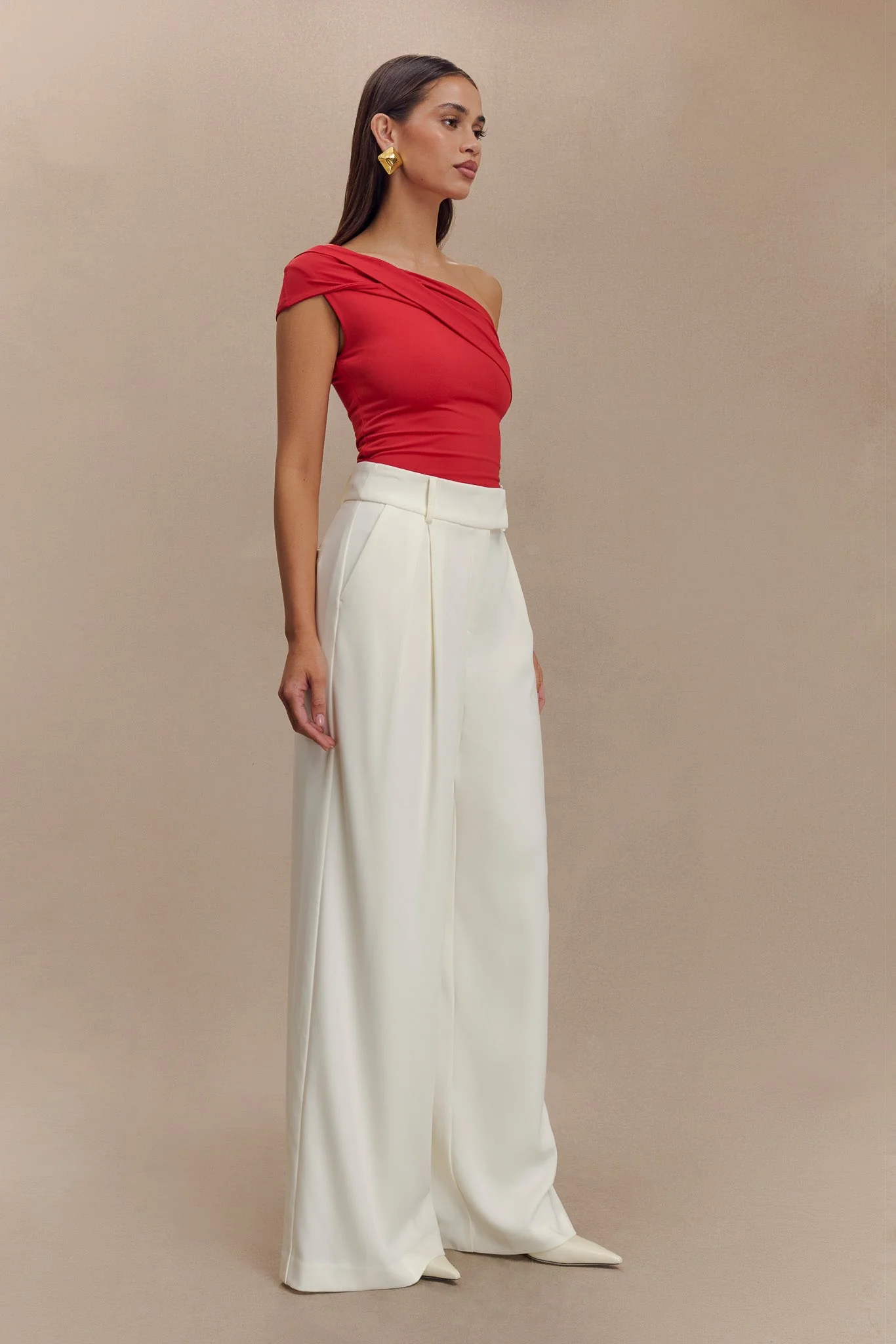 Jacqueline Pleated Wide Leg Pants - Ivory - Image 6