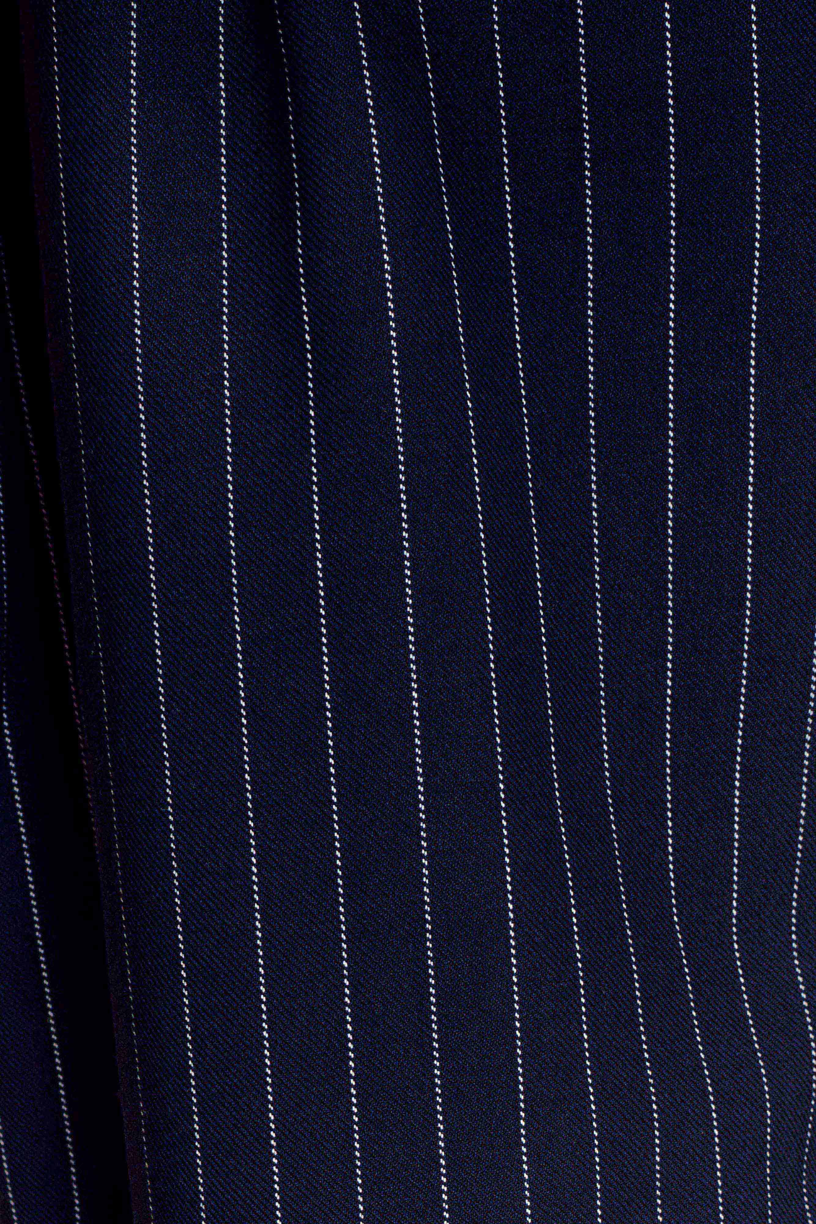 Jacqueline Pleated Wide Leg Pants - Navy Pinstripe - Image 6