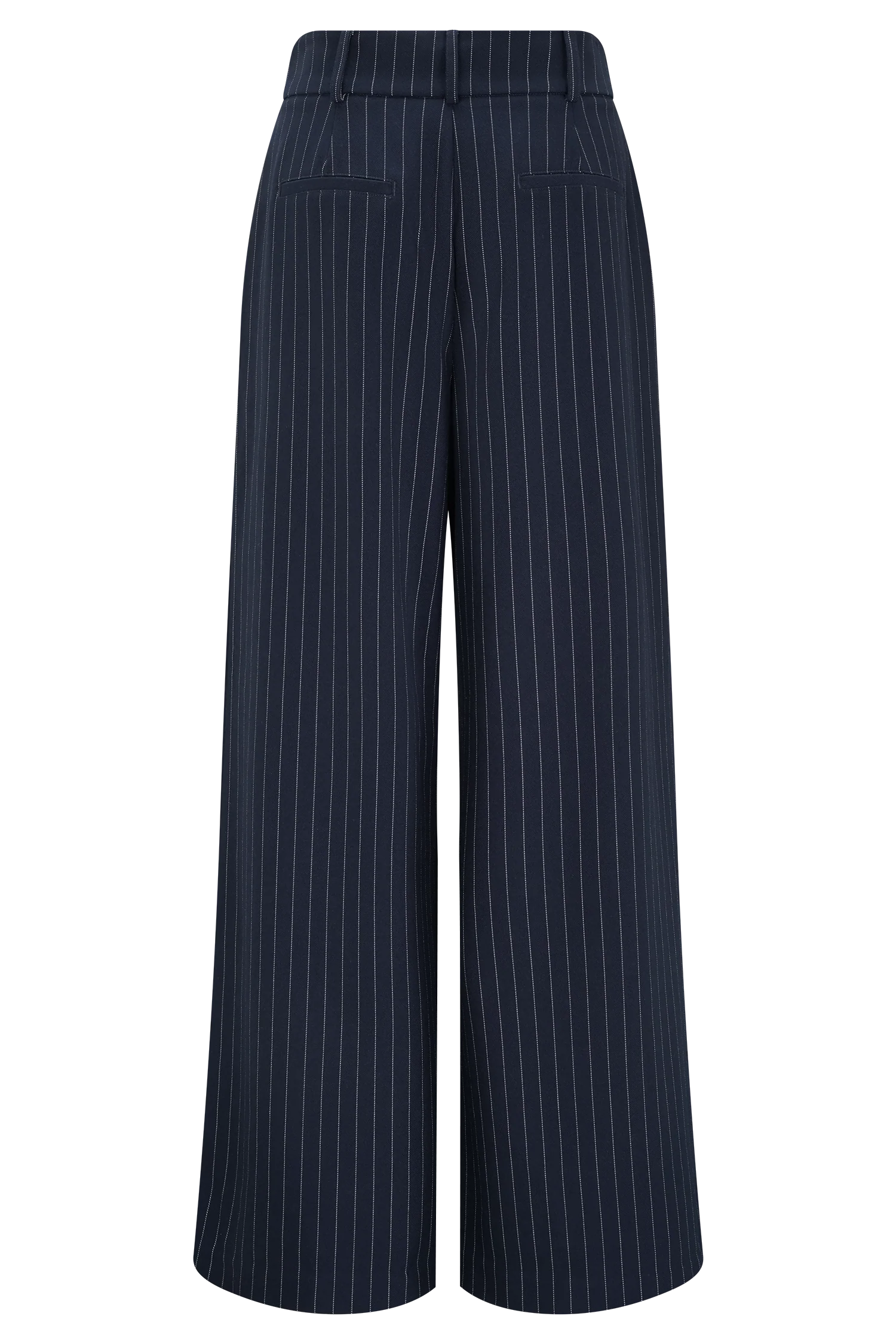 Jacqueline Pleated Wide Leg Pants - Navy Pinstripe - Image 8