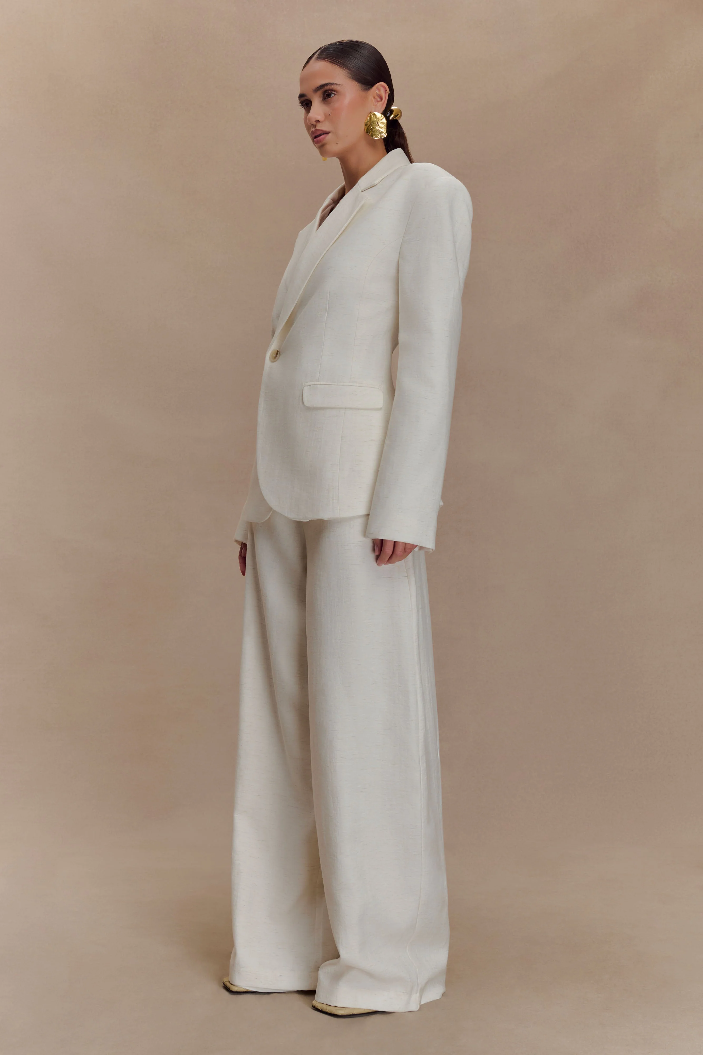 Jameson Cinched Linen Blazer - Oat Marle - Image 4