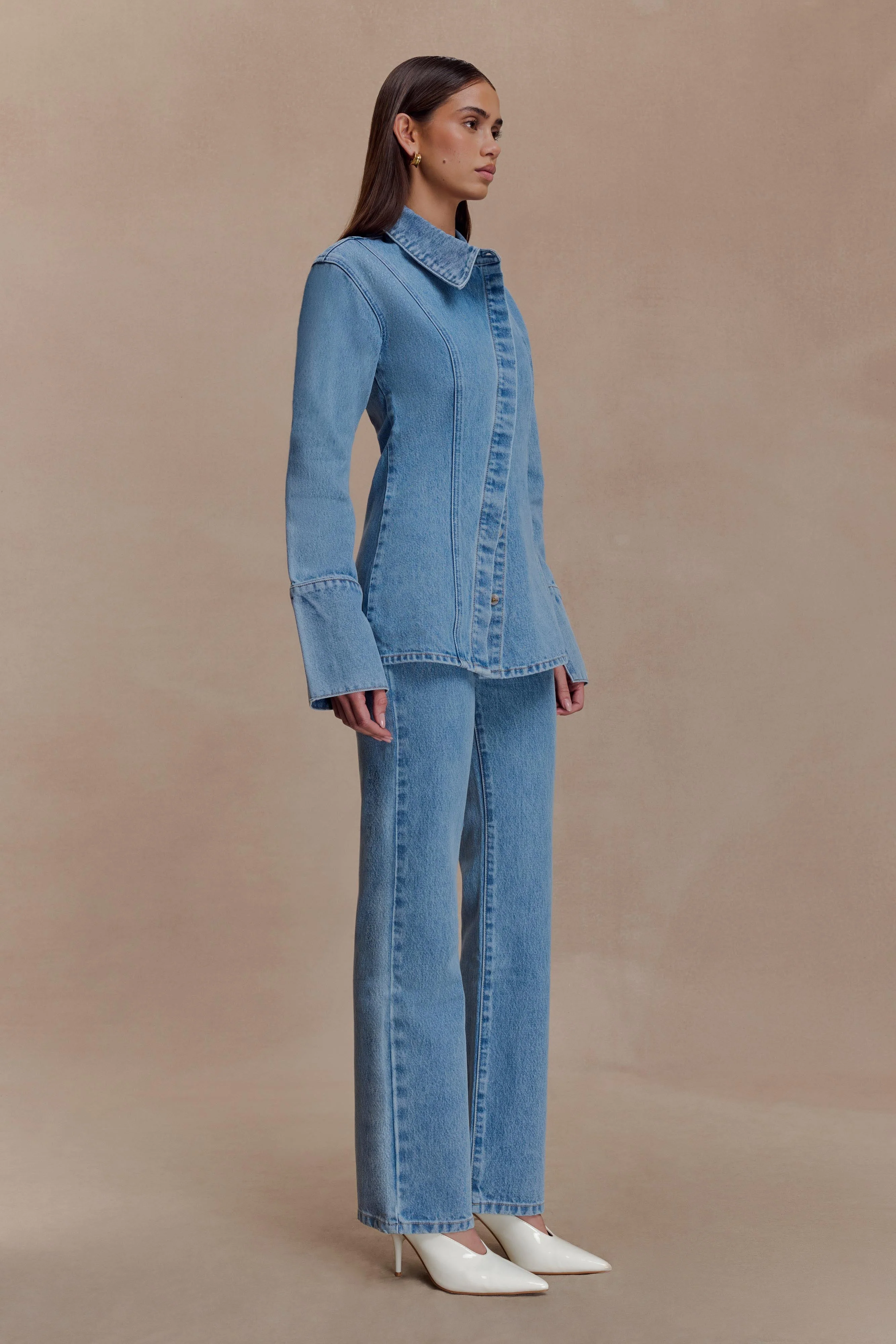 Janine High Waisted Straight Leg Jeans - Classic Blue - Image 3