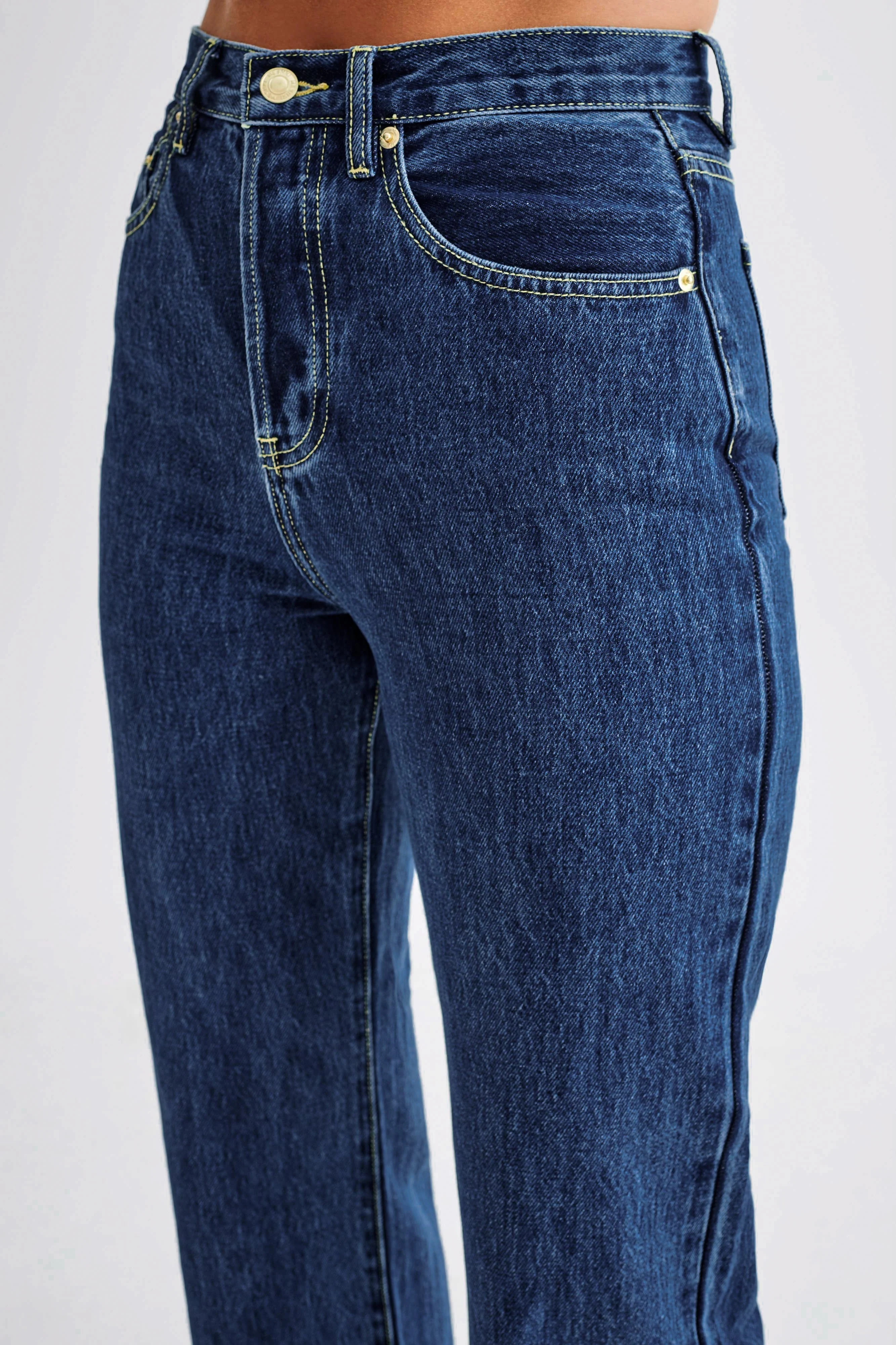 Janine High Waisted Straight Leg Jeans - Dark Blue - Image 9