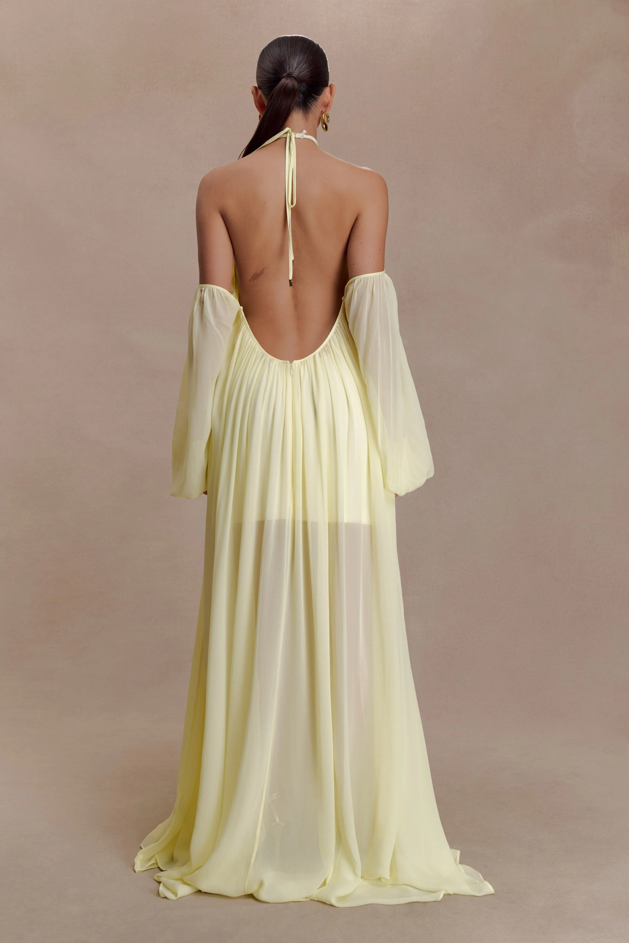 Janni Chiffon Maxi Dress With Hardware - Lemon Lime - Image 2