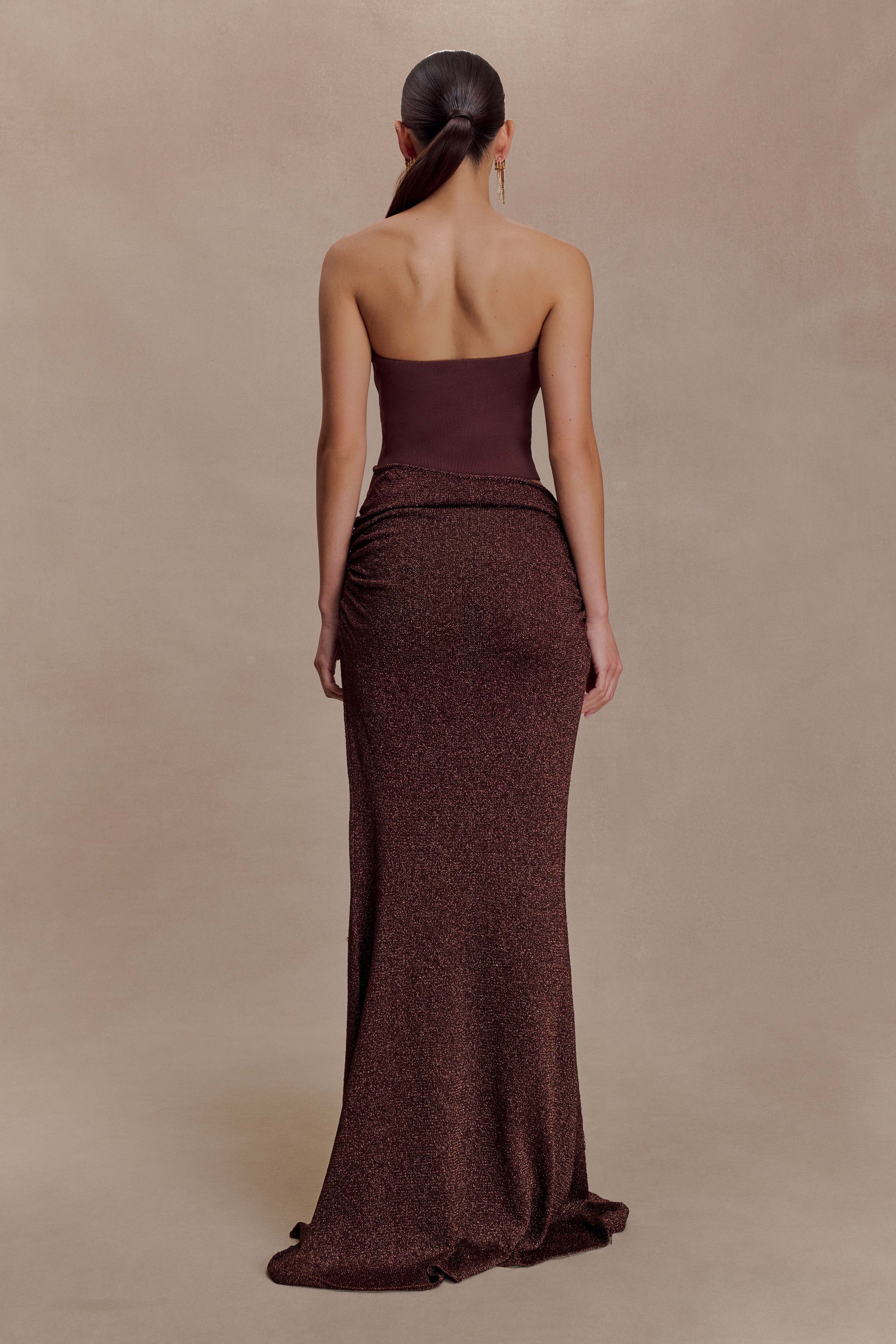 Jasiel Strapless Knit Maxi Dress - Chocolate - Image 5