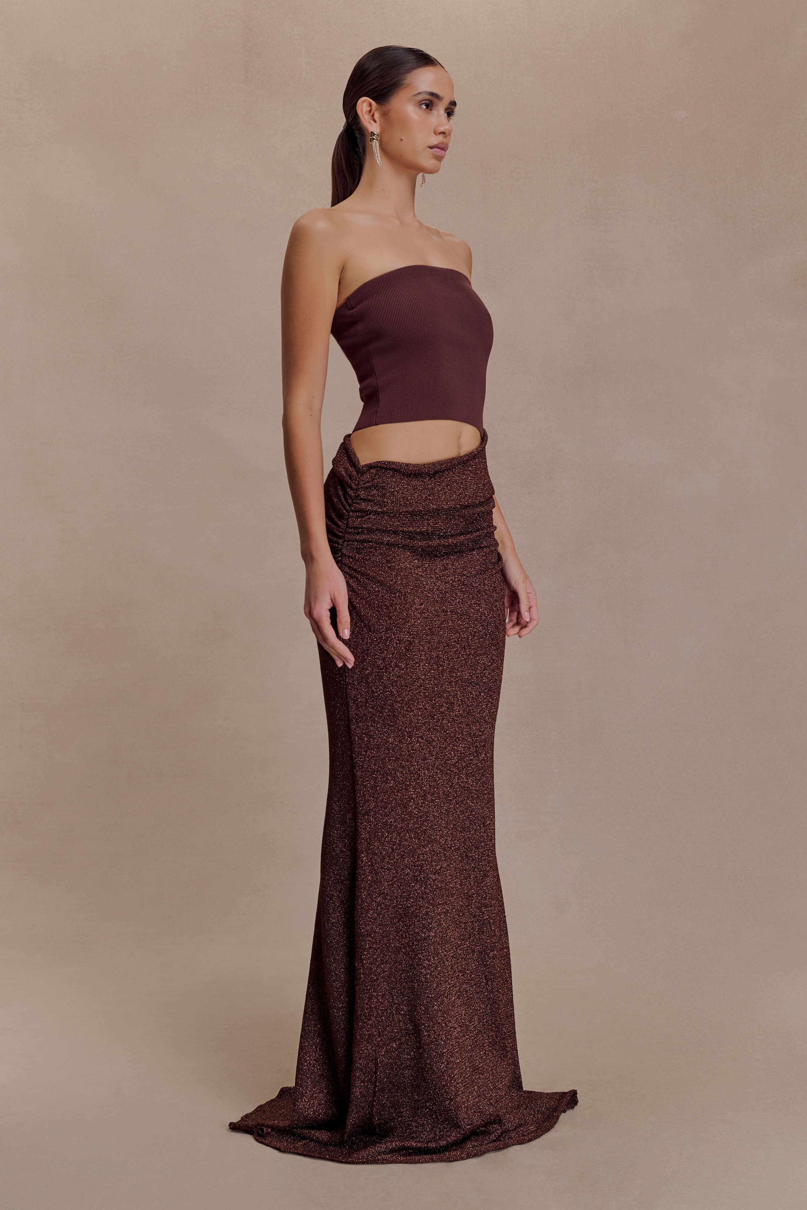 Jasiel Strapless Knit Maxi Dress - Chocolate - Image 6
