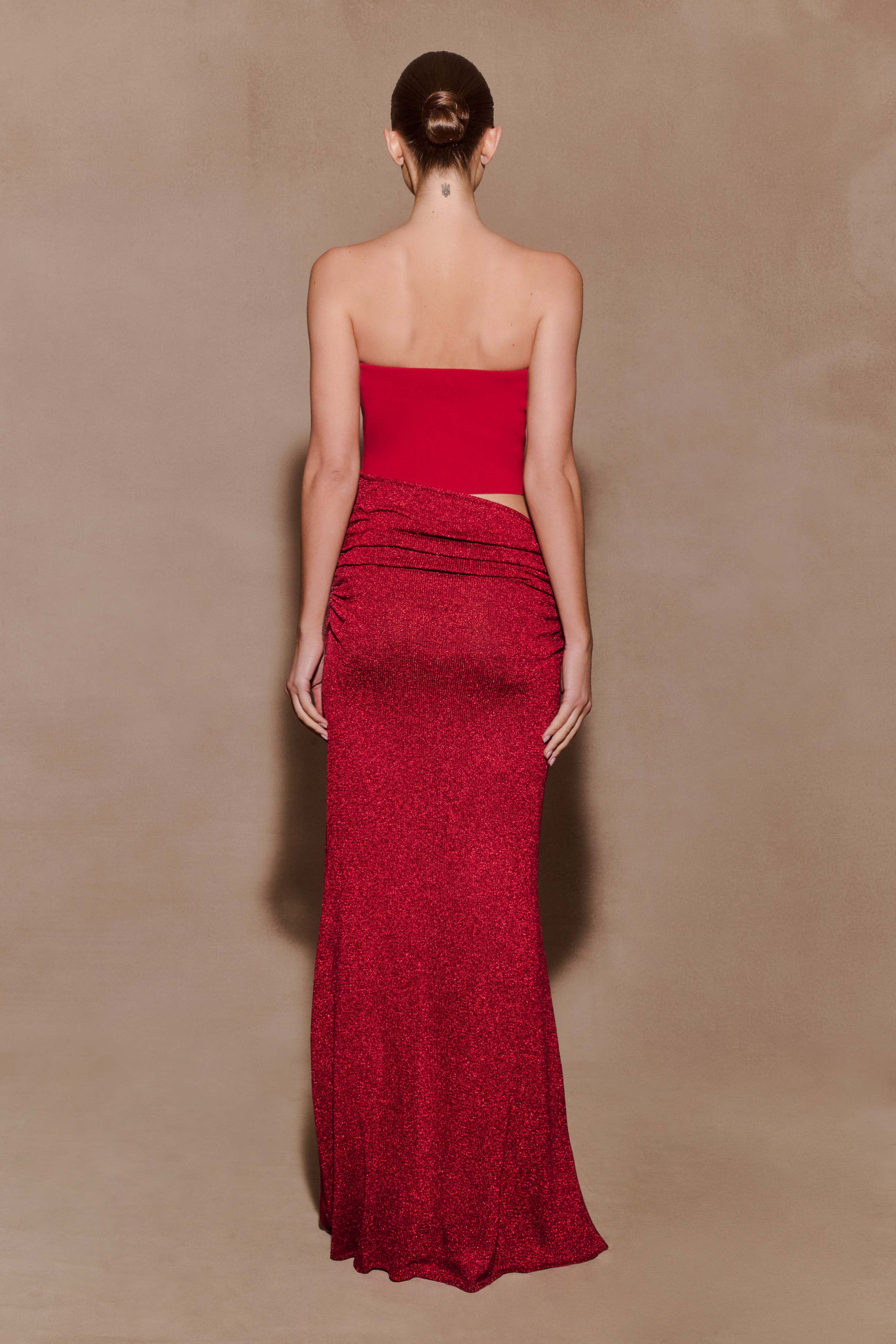 Jasiel Strapless Knit Maxi Dress - Red - Image 2