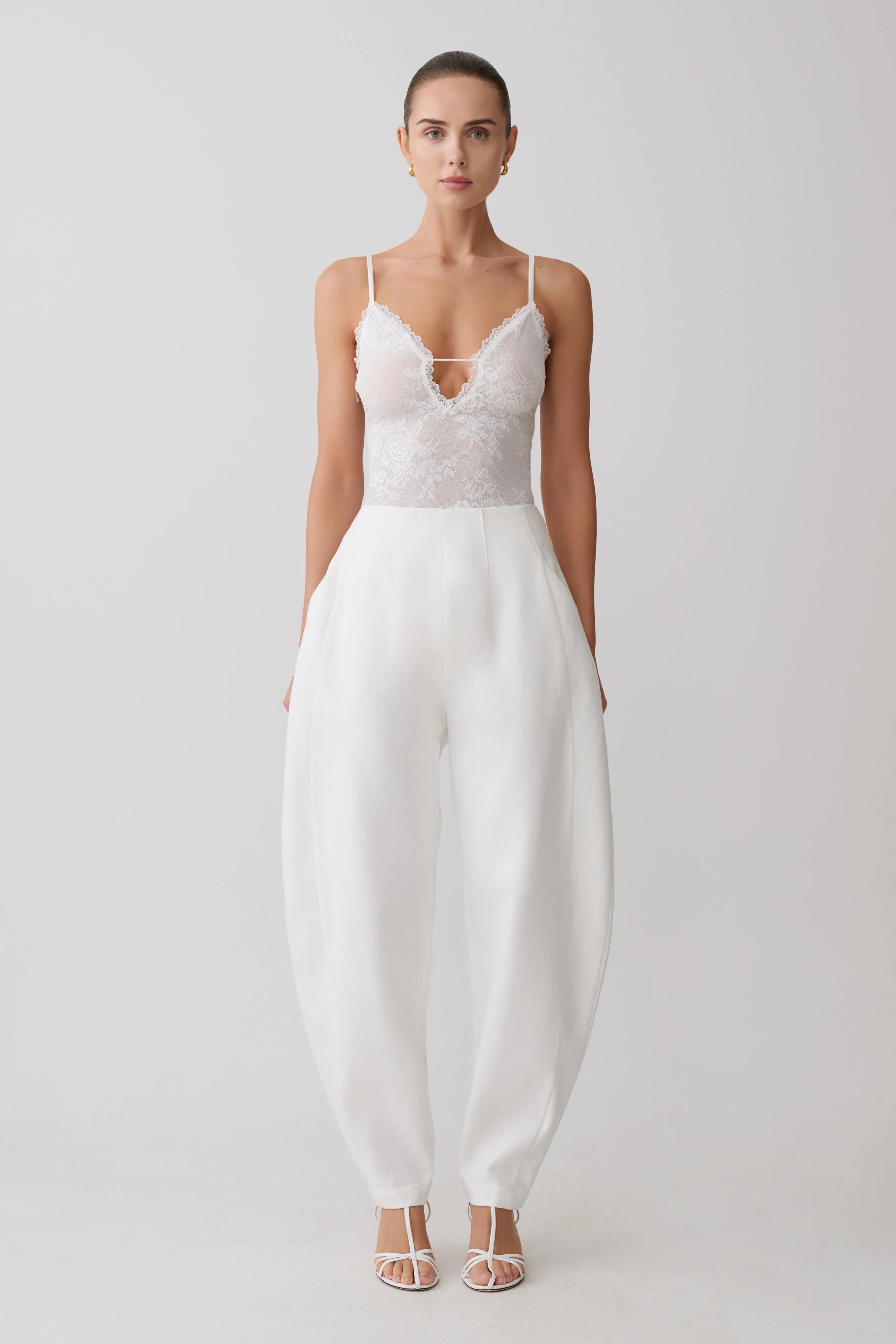 Jasper Sheer Plunge Lace Bodysuit - Ivory - Image 5