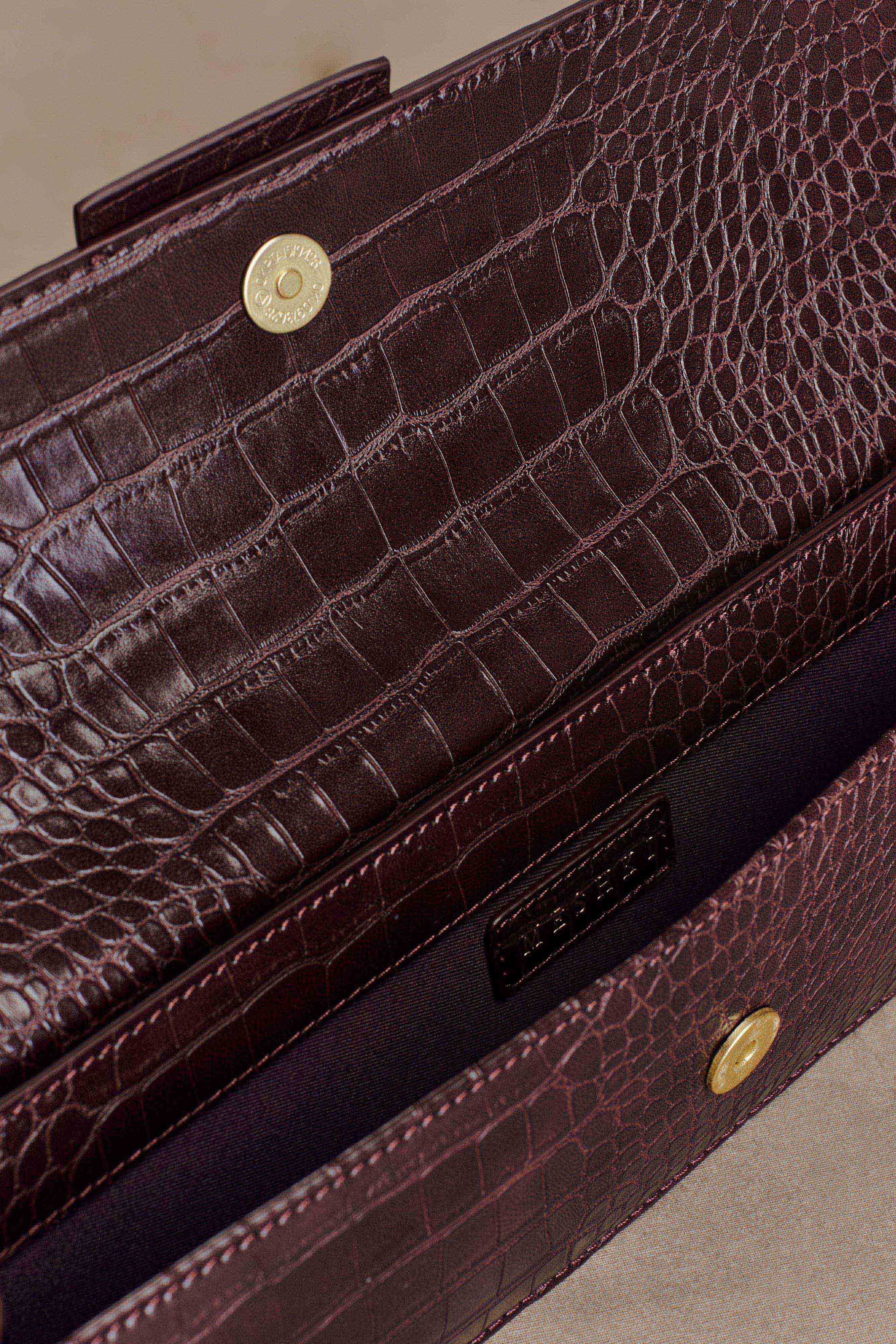 Jessica Faux Leather Crocodile Clutch - Burgundy - Image 2