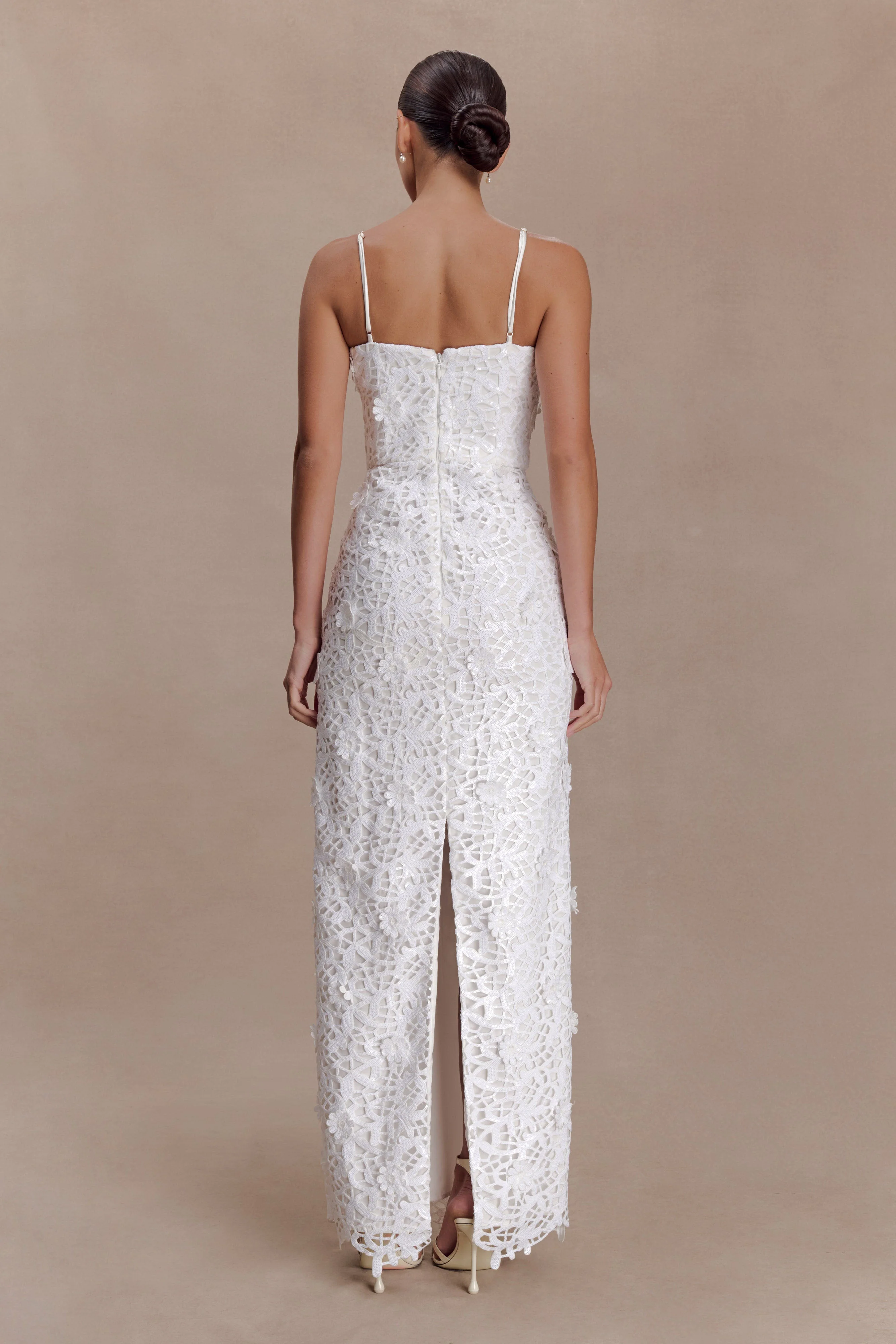 Josefa Sequin Lace Maxi Dress - White - Image 4