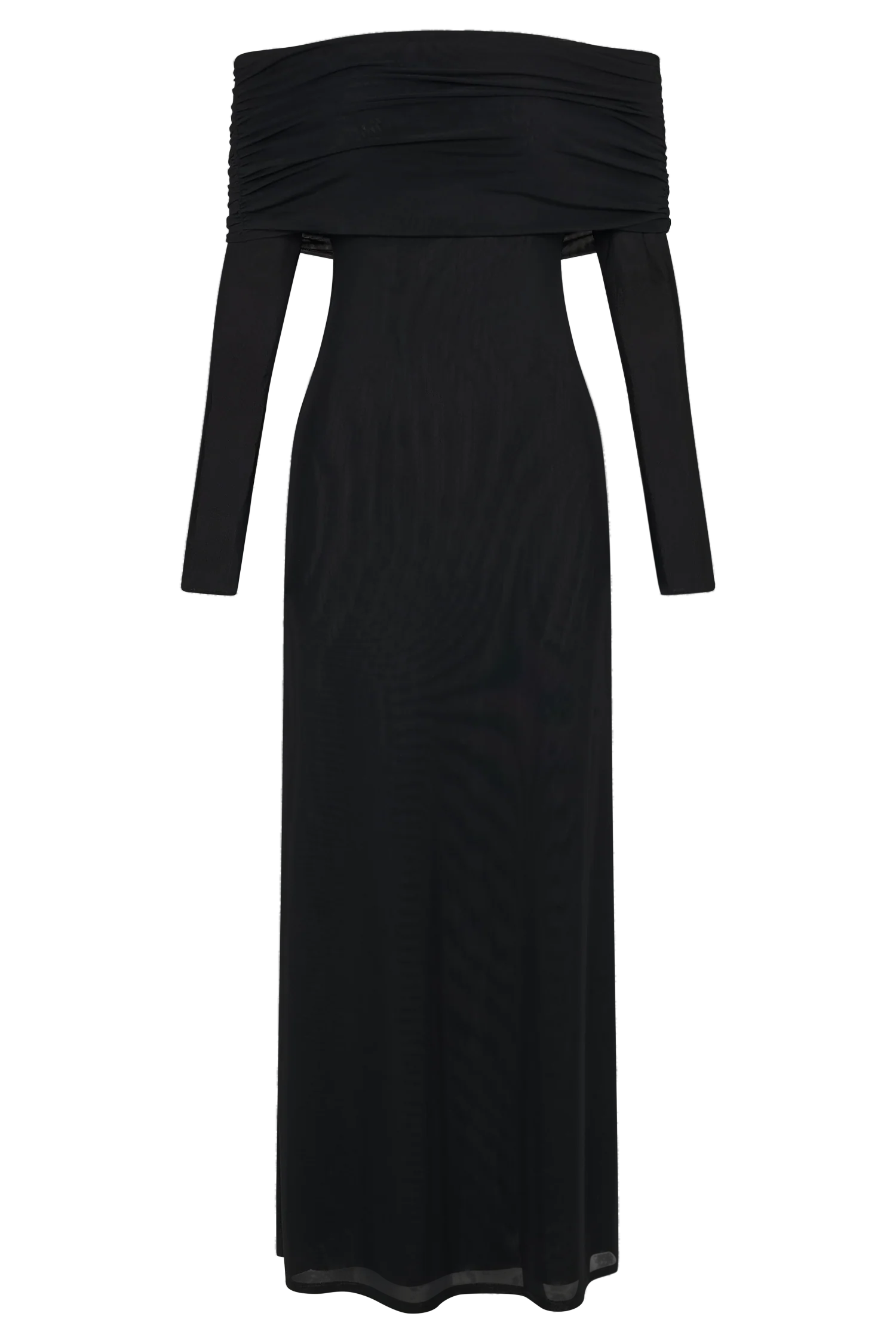 Josie Off Shoulder Mesh Maxi Dress - Black - Image 7
