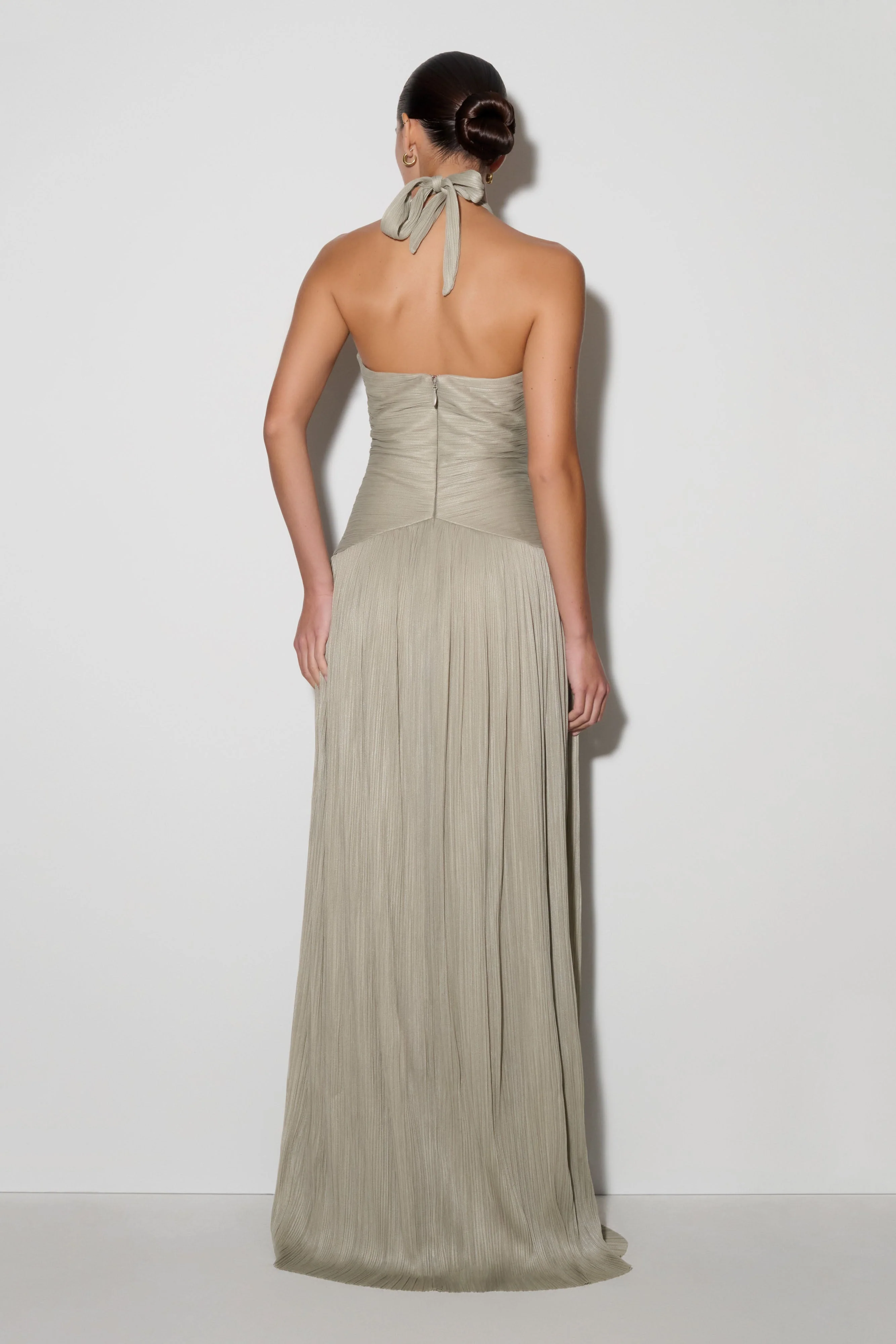 Juliette Pleated Chiffon Maxi Dress - Silver - Image 2