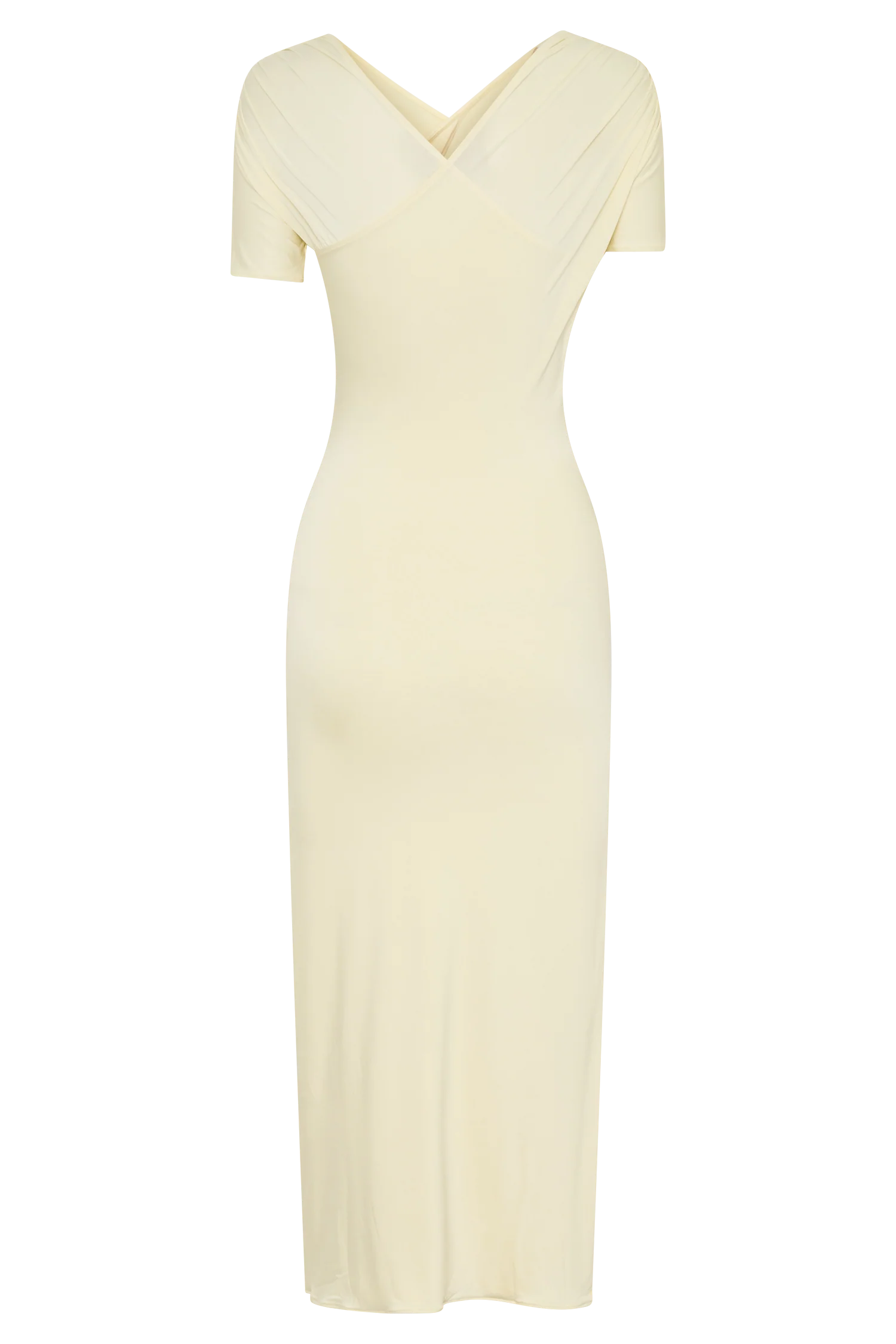 Junie Cross-Over Neck Slinky Maxi Dress - Lemon - Image 7