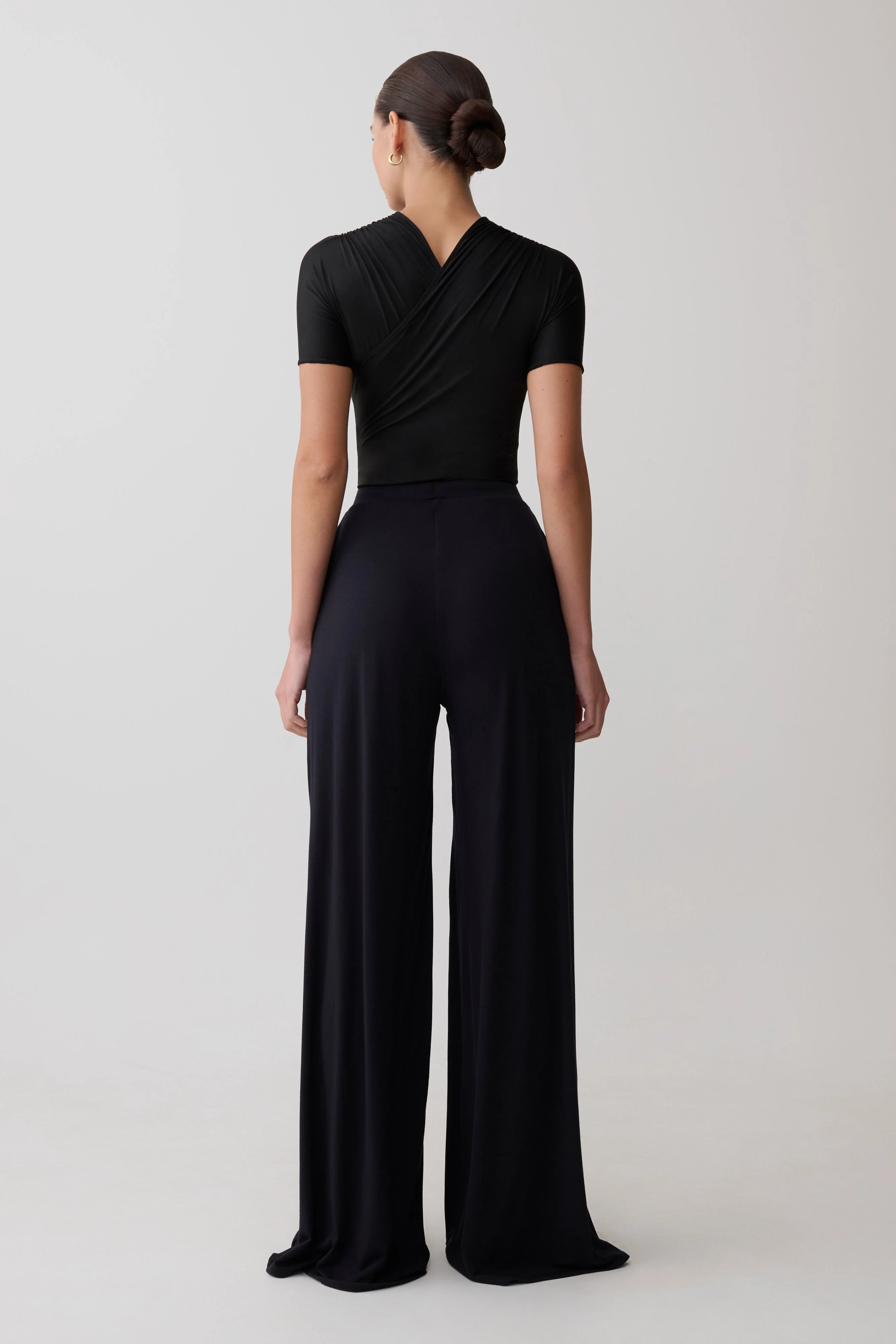 Junie Shortsleeve Cross-Over Bodysuit - Black - Image 5