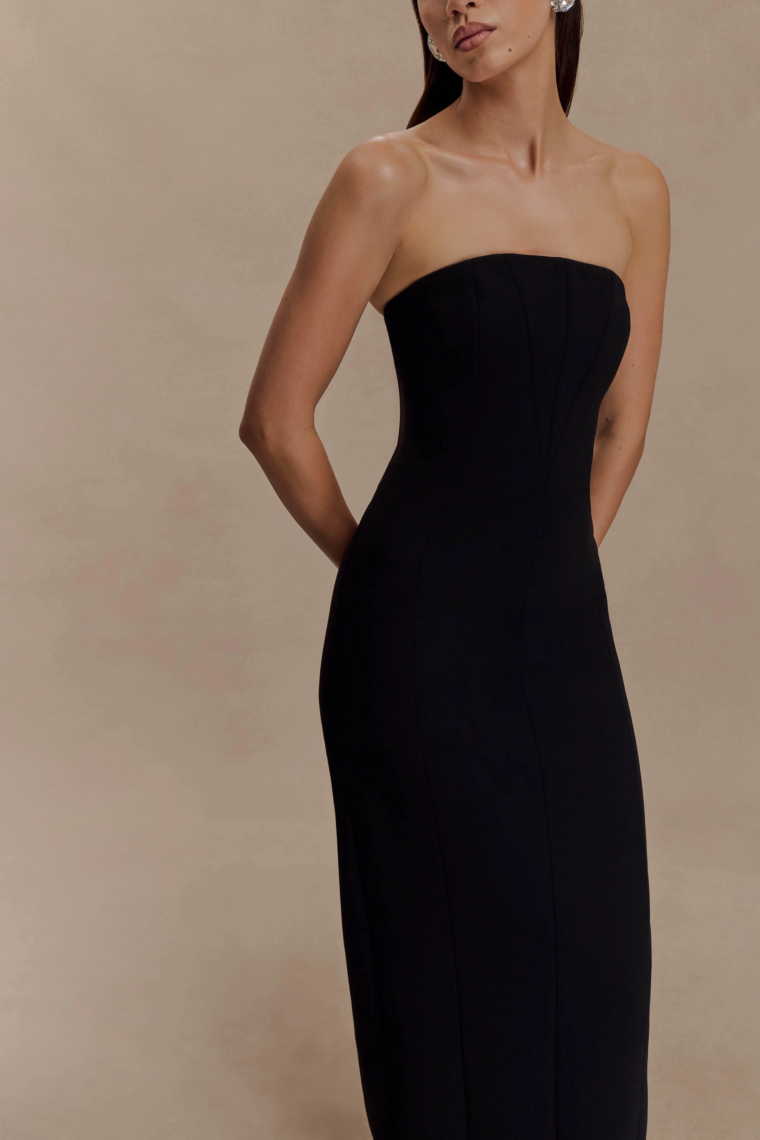Kalila Strapless Crepe Maxi Dress - Black - Image 6