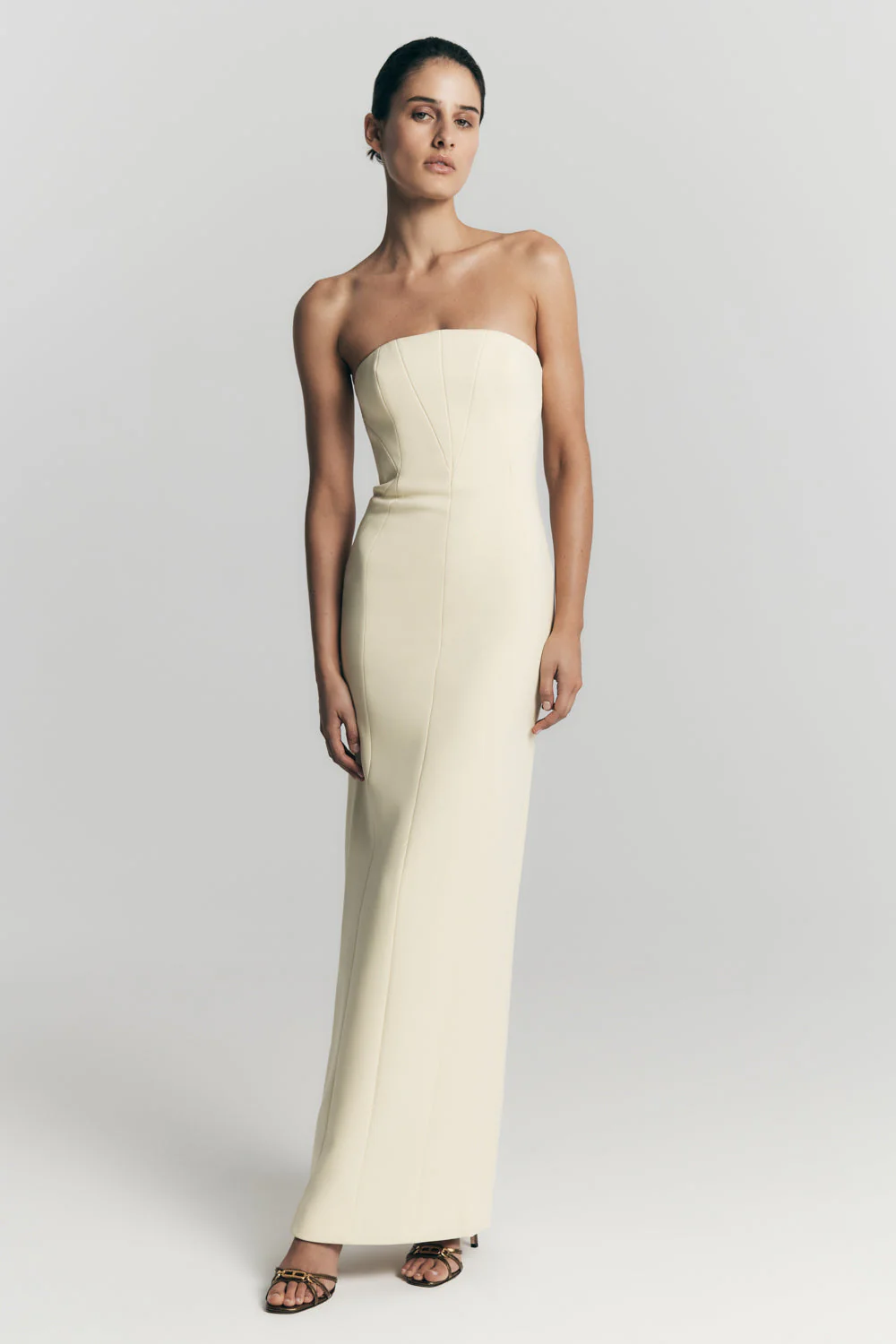 Kalila Strapless Crepe Maxi Dress - Lemon - Image 7