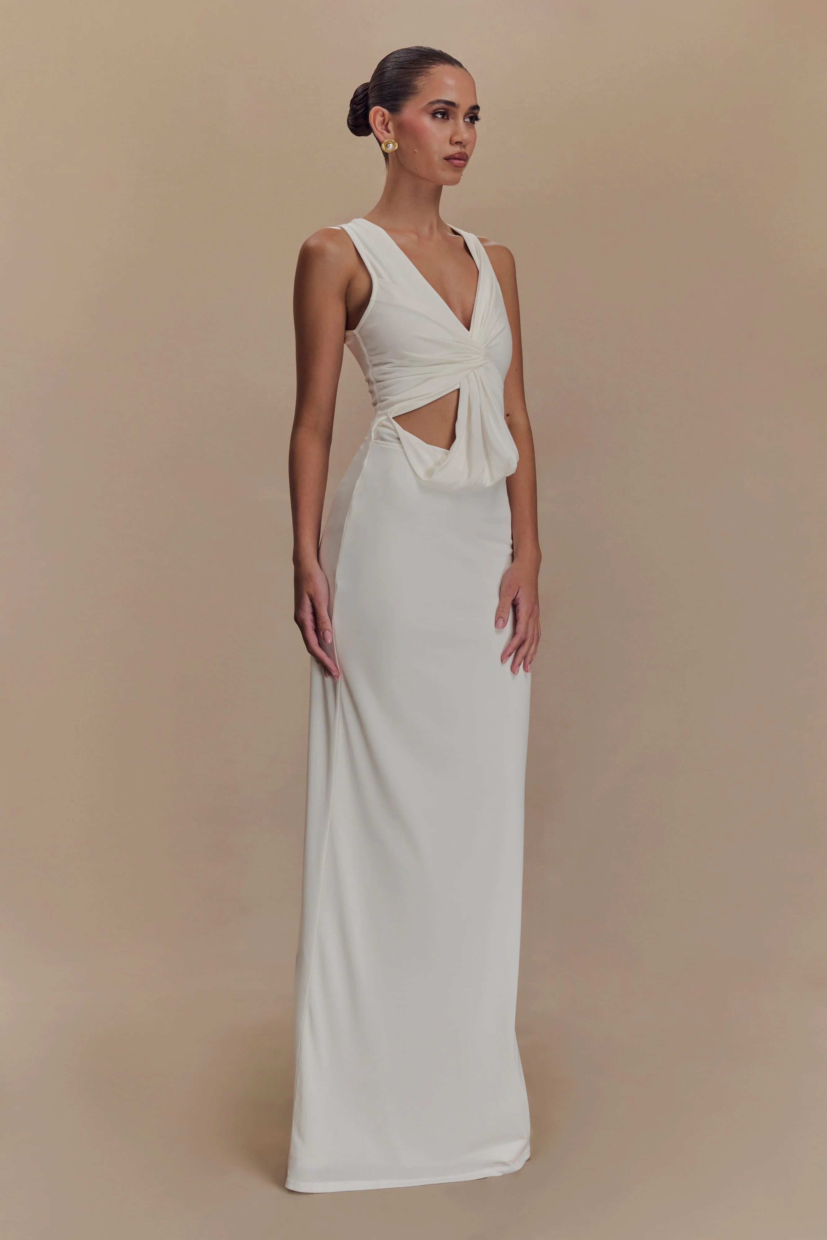Kassidy Peached Jersey Maxi Dress - Ivory - Image 4