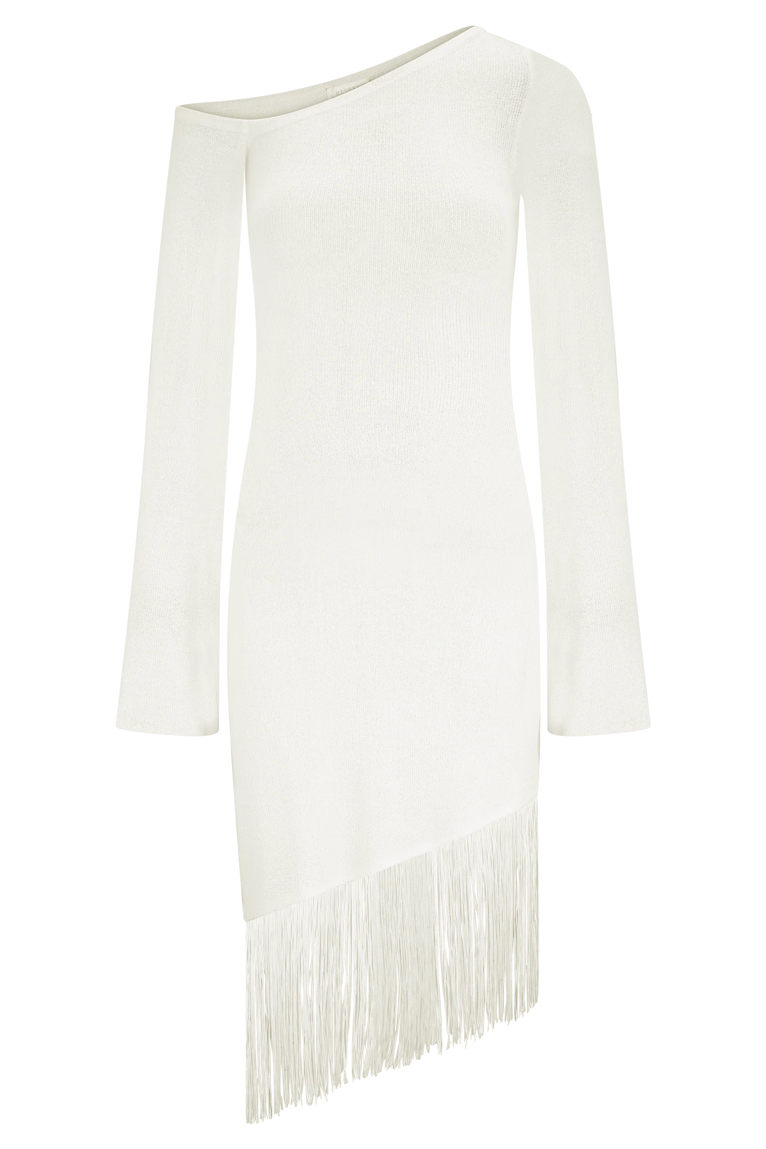 Kayden Fringe Off Shoulder Knit Mini Dress - Ivory - Image 7