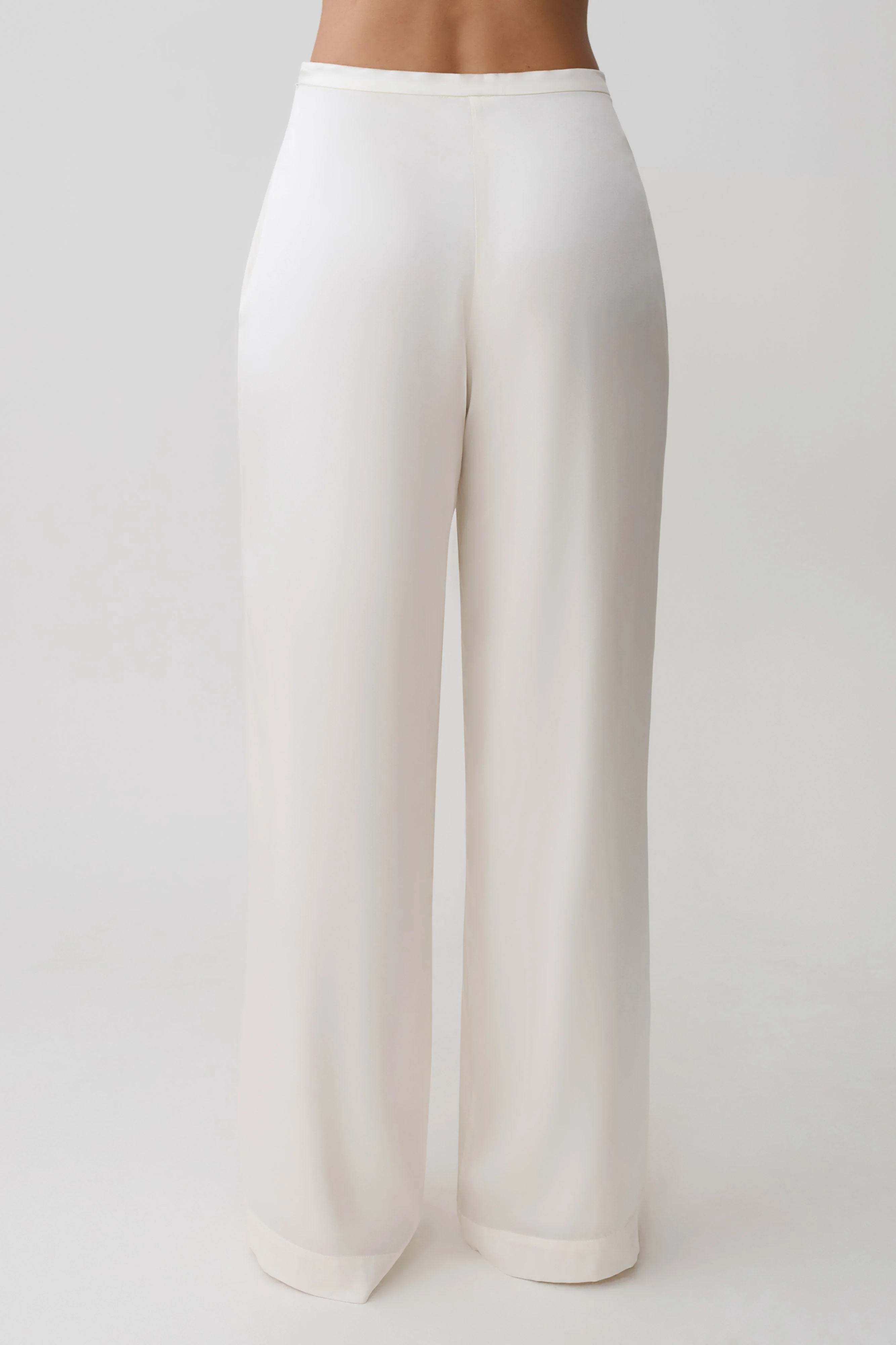 Kayla Silk Blend Straight Leg Pants - Ivory - Image 2