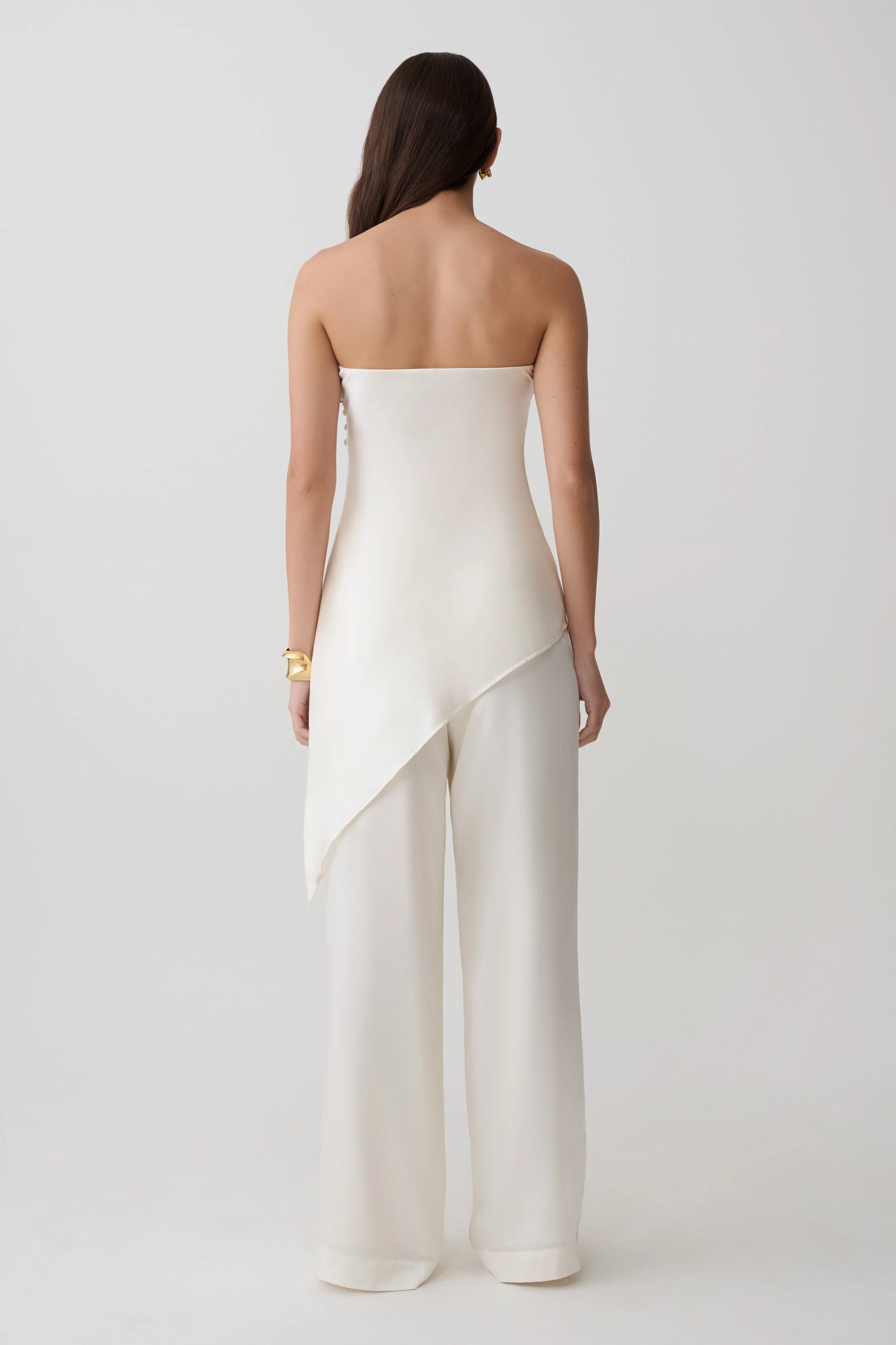 Kayla Silk Blend Straight Leg Pants - Ivory - Image 6