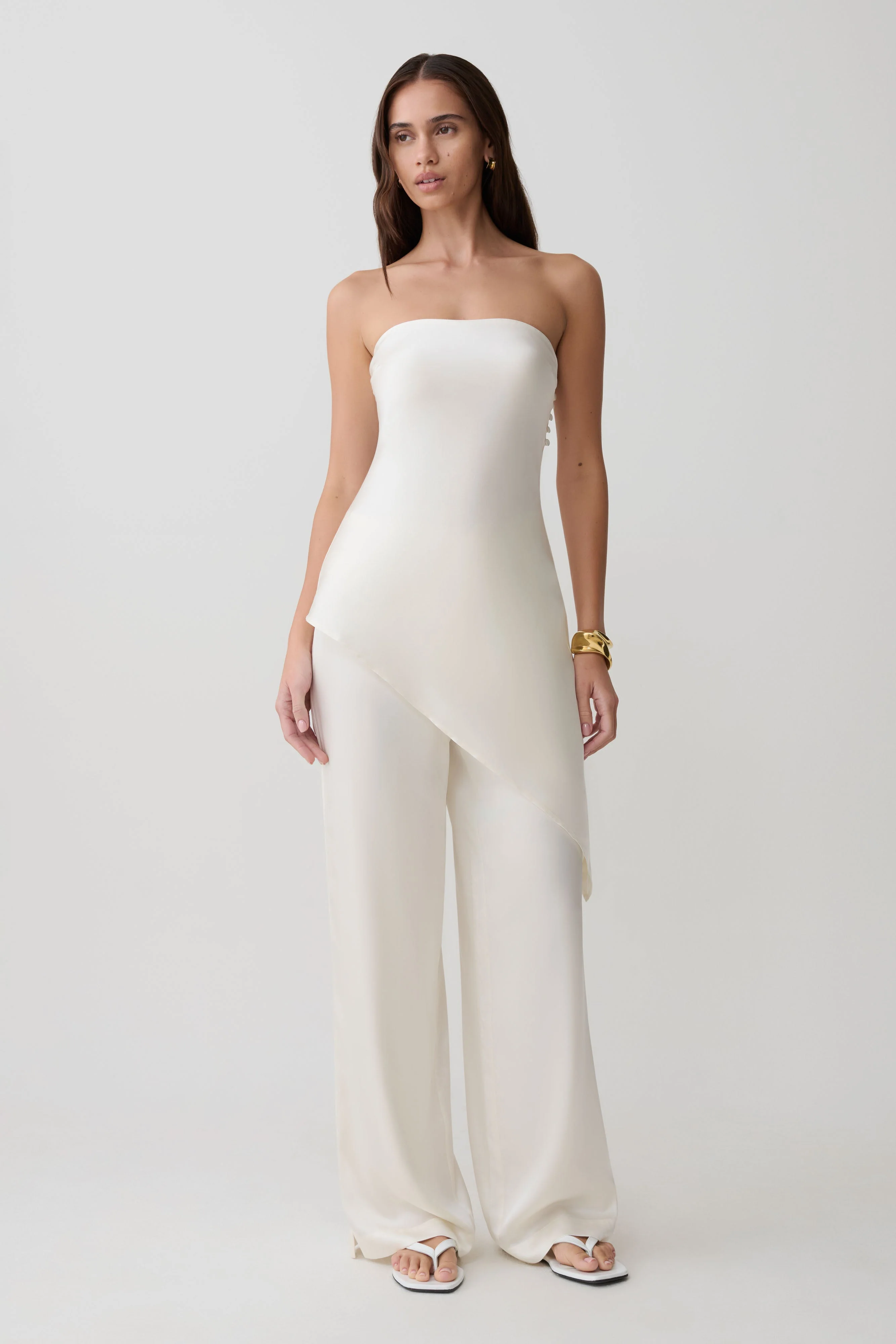 Kayla Silk Blend Straight Leg Pants - Ivory - Image 7