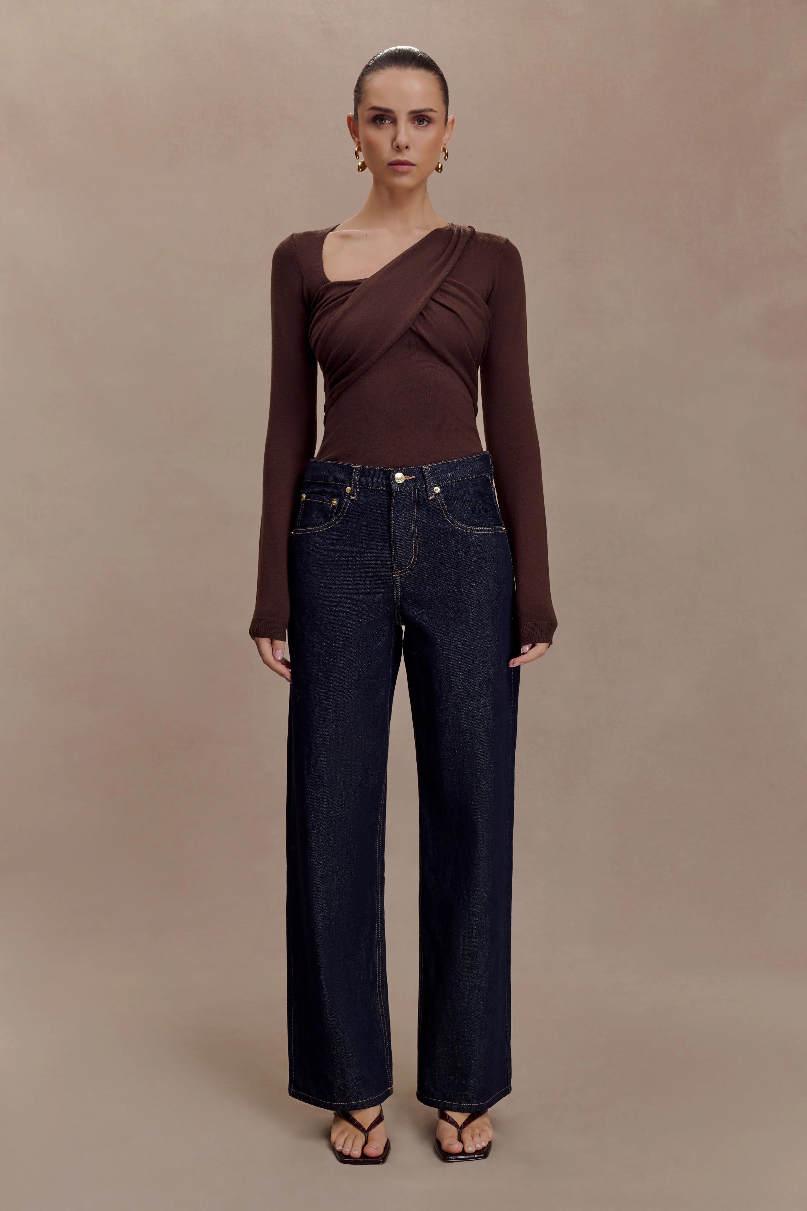 Kaylen Knit Long Sleeve Top - Dark Chocolate - Image 6