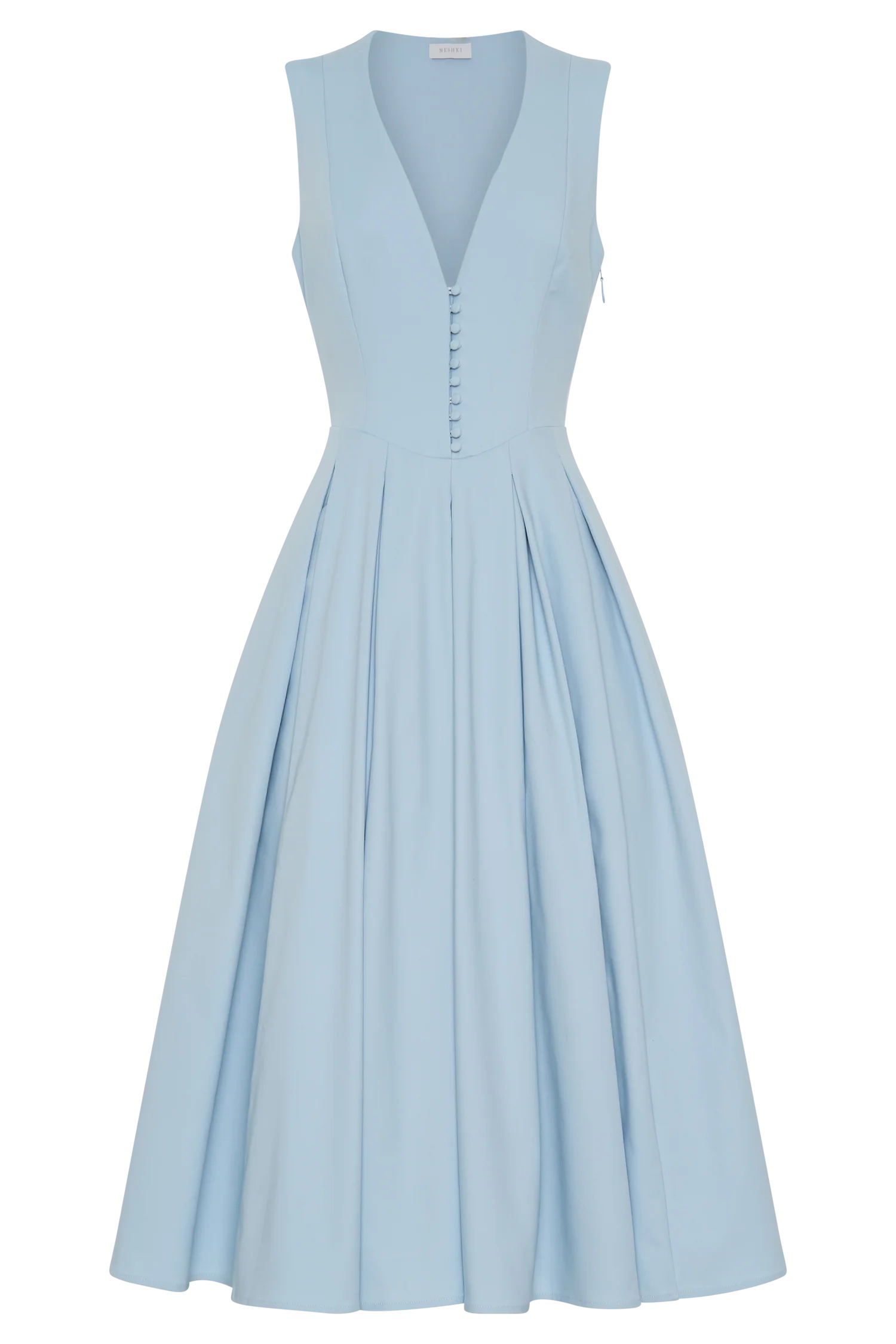 Keely Cotton Sleeveless Midi Dress - Sky Blue - Image 8