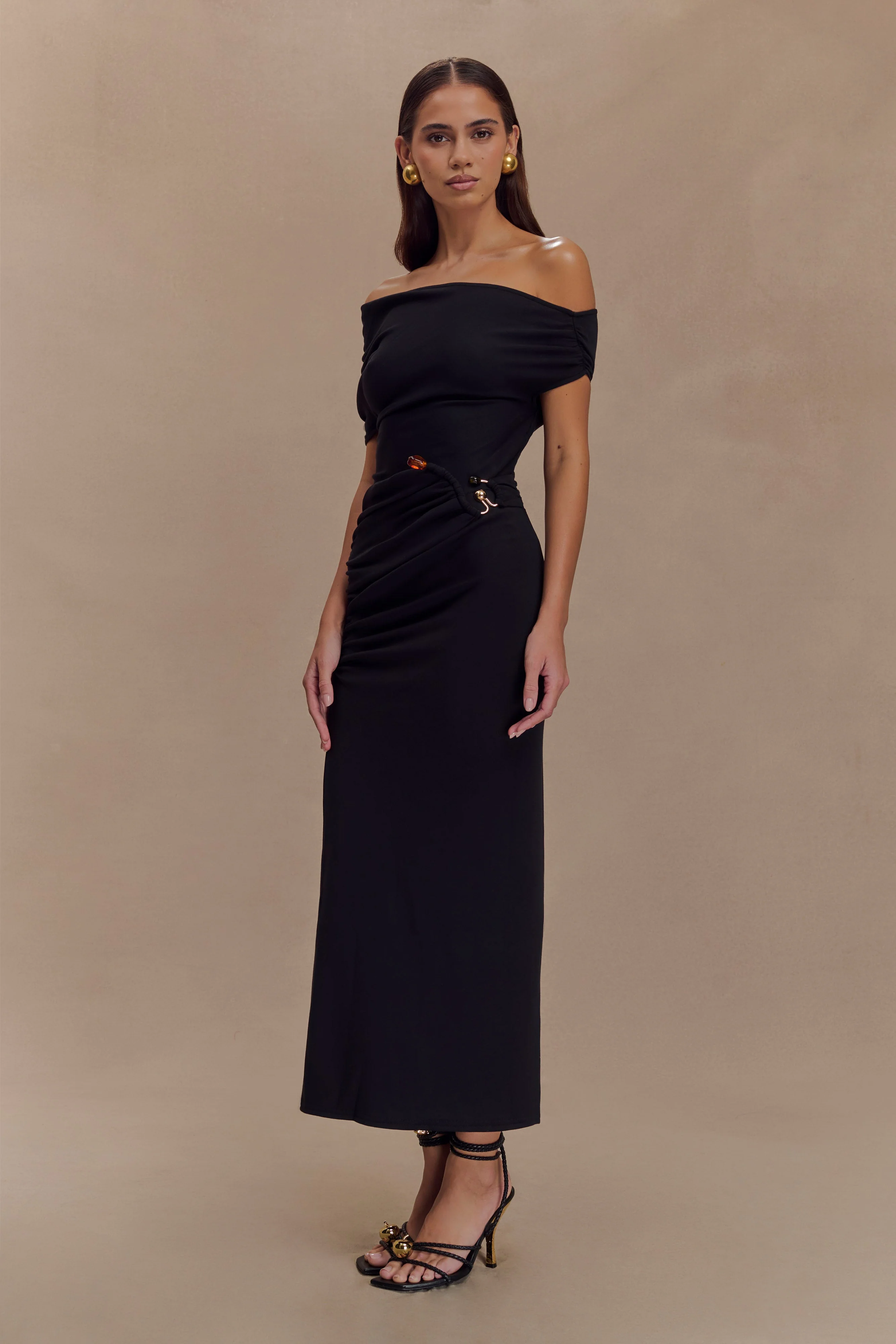 Kendra Scuba Jersey Midi Dress With Hardware - Black - Image 3