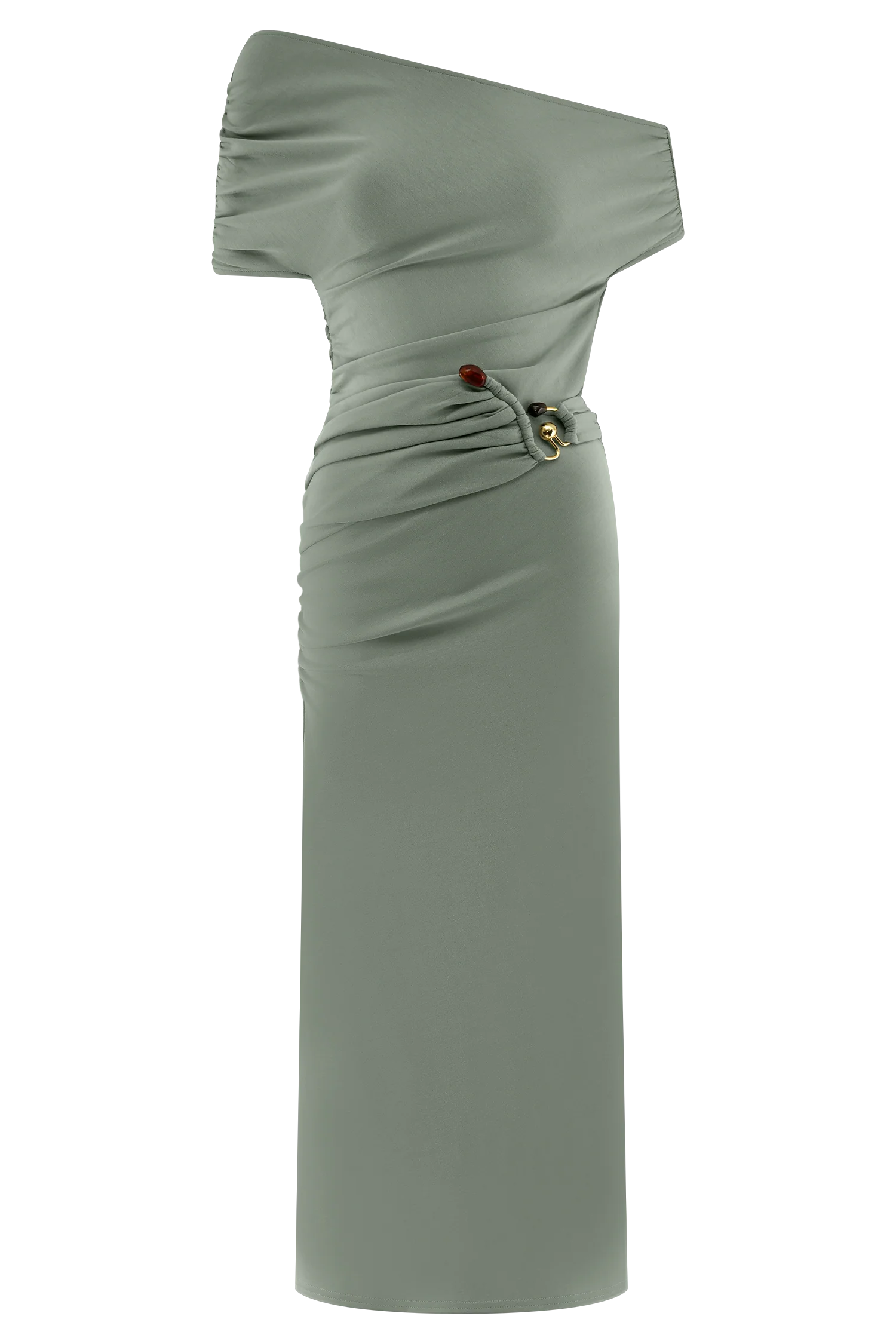 Kendra Scuba Jersey Midi Dress With Hardware - Sage - Image 7