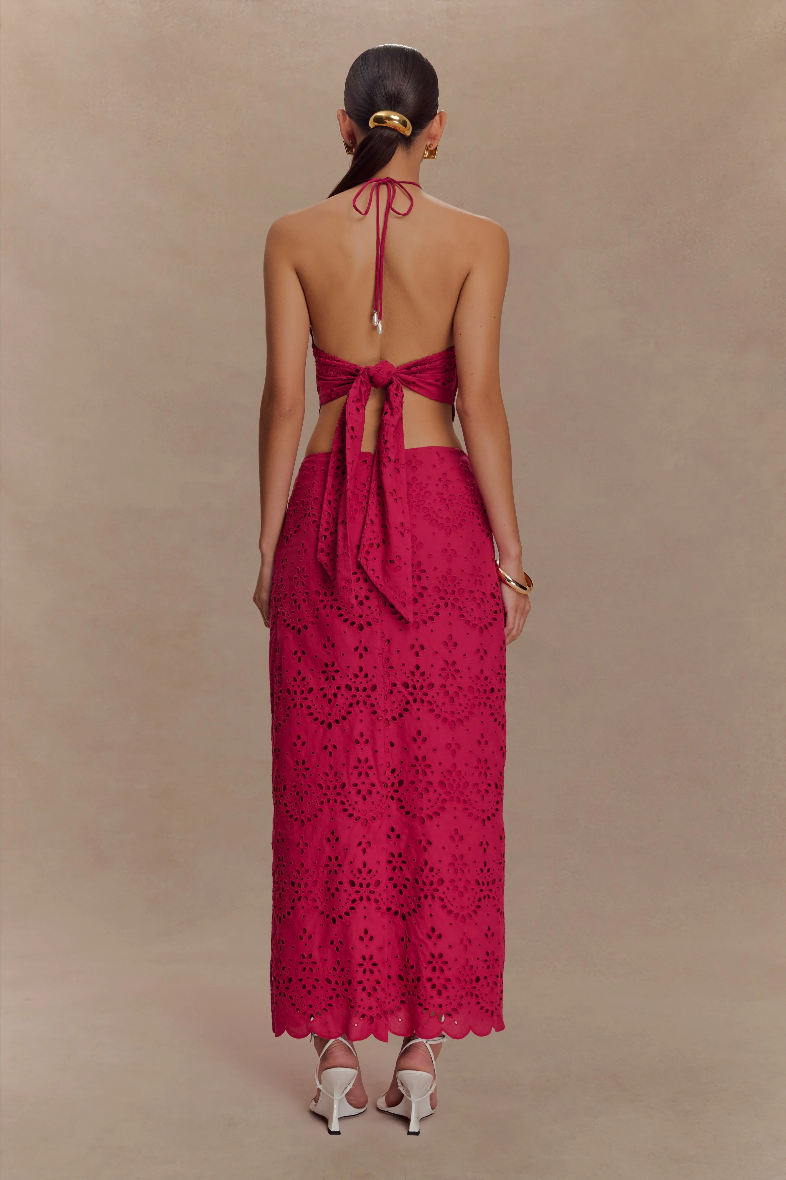 Kensley Broderie Halter Top - Dragonfruit - Image 5