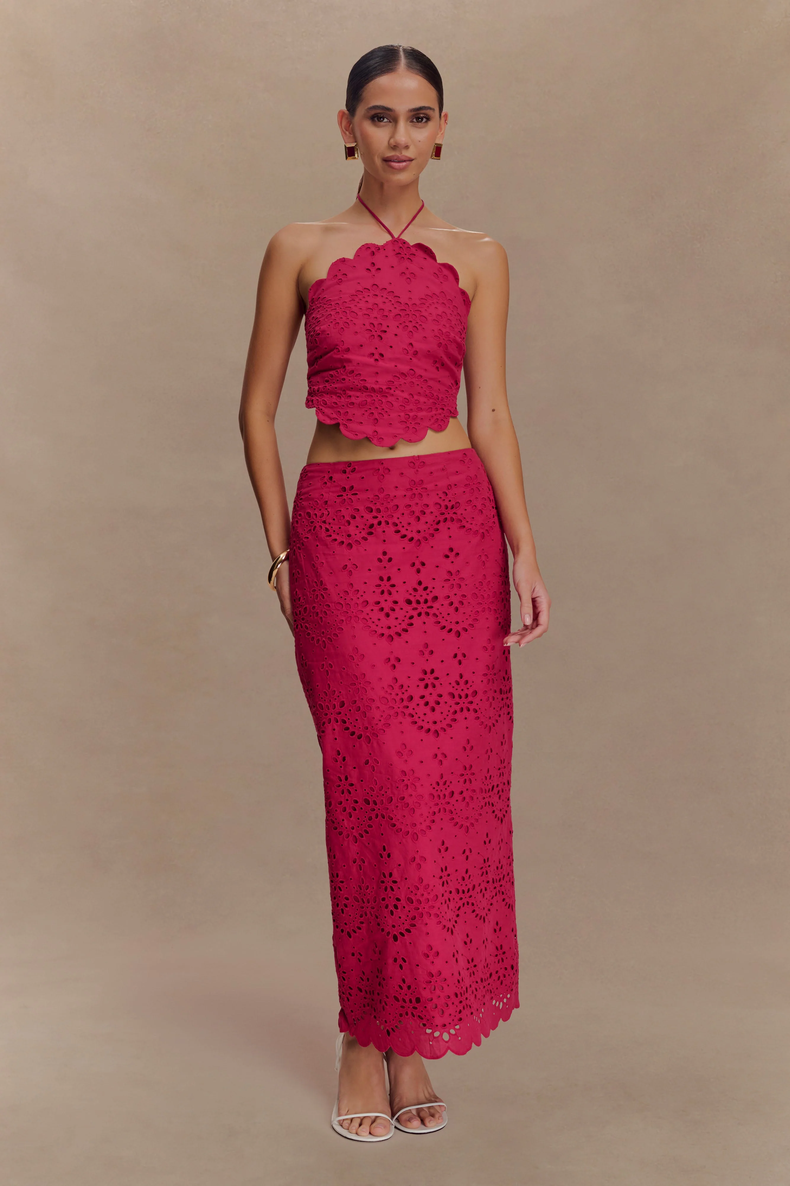 Kensley Broderie Halter Top - Dragonfruit - Image 6
