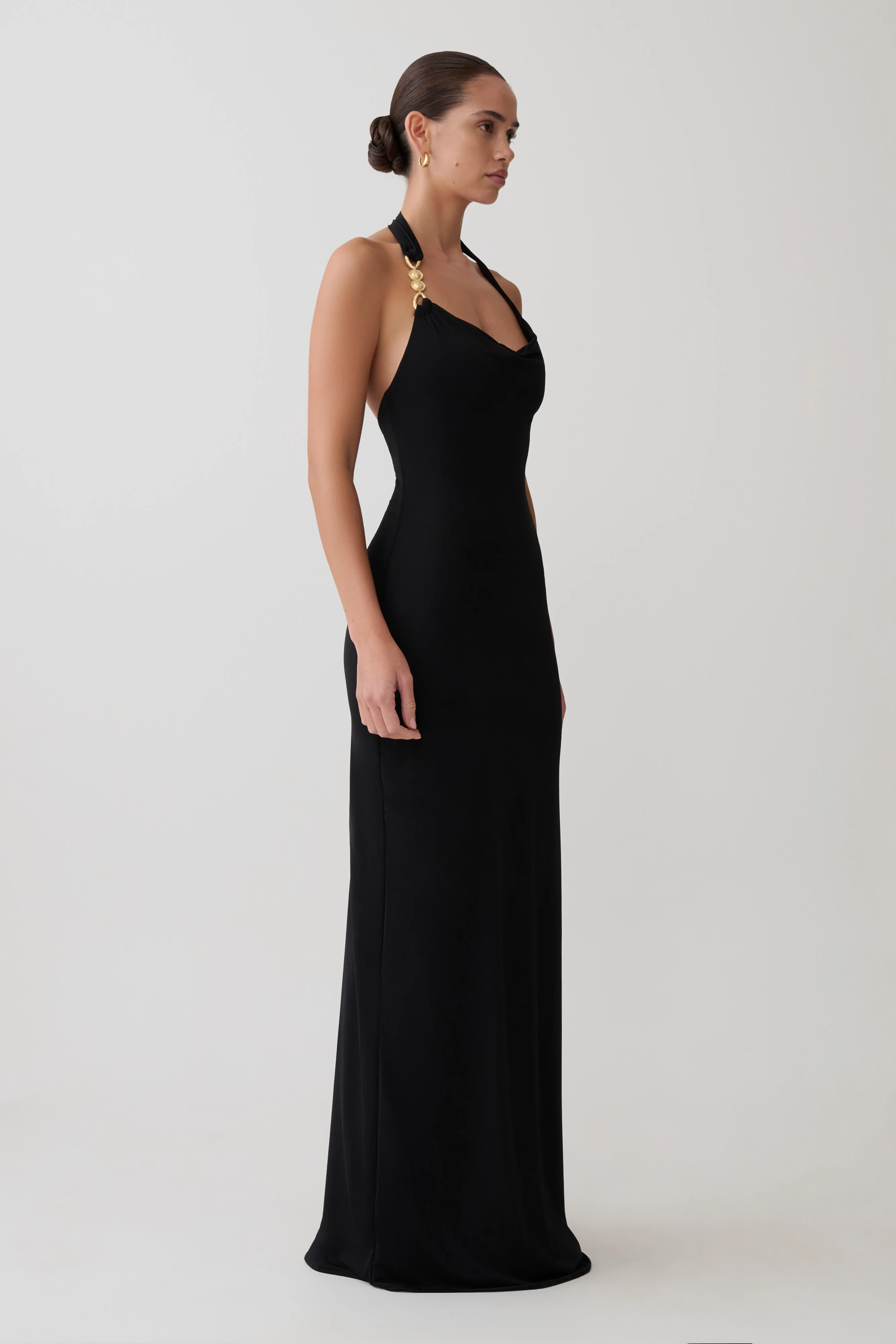 Khanh Slinky Halter Maxi Dress - Black - Image 3